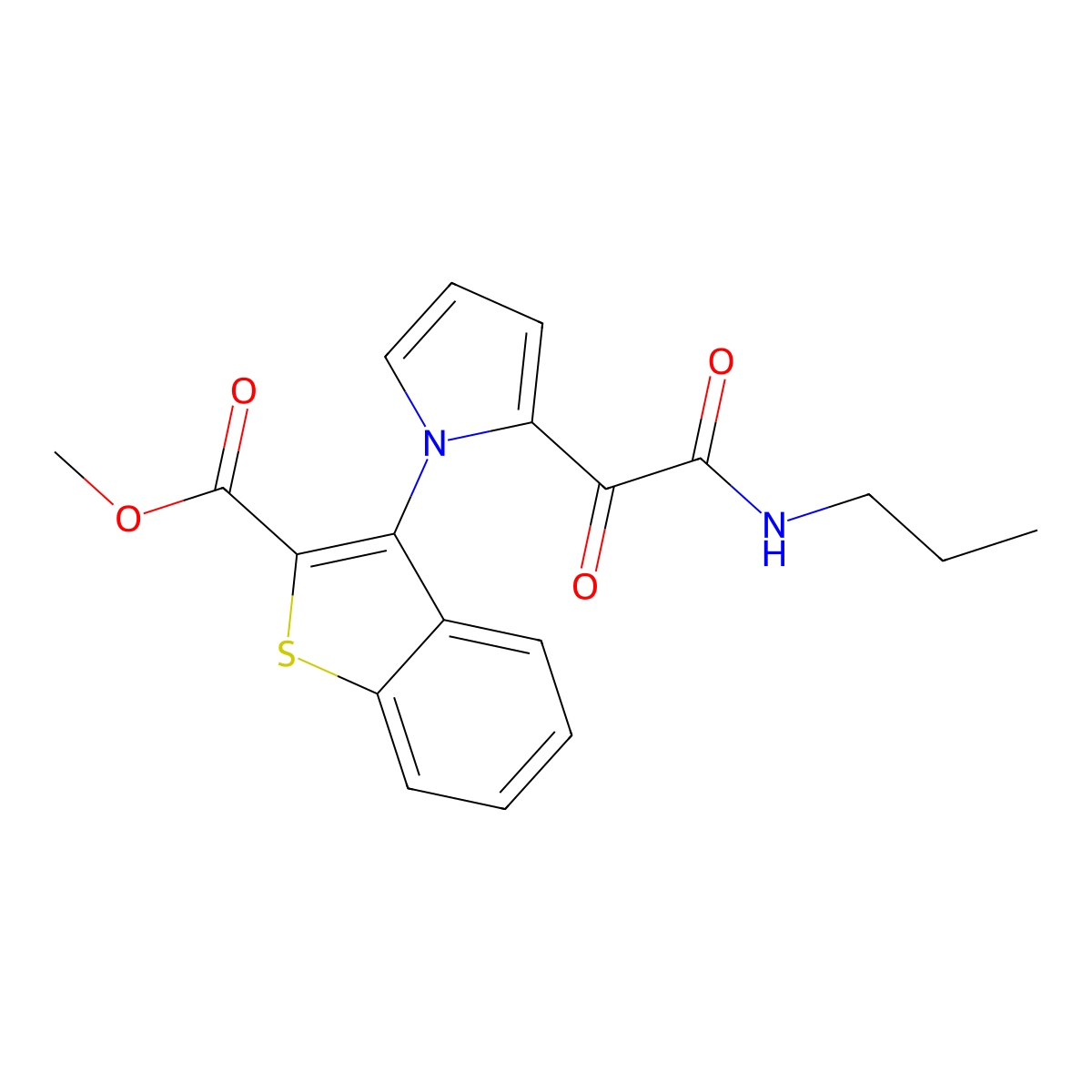 methyl 3-{2-[2-oxo-2-(propylamino)acetyl]-1H-pyrrol-1-yl}-1-benzothiophene-2-carboxylate molecular structure, CAS 477872-72-3
