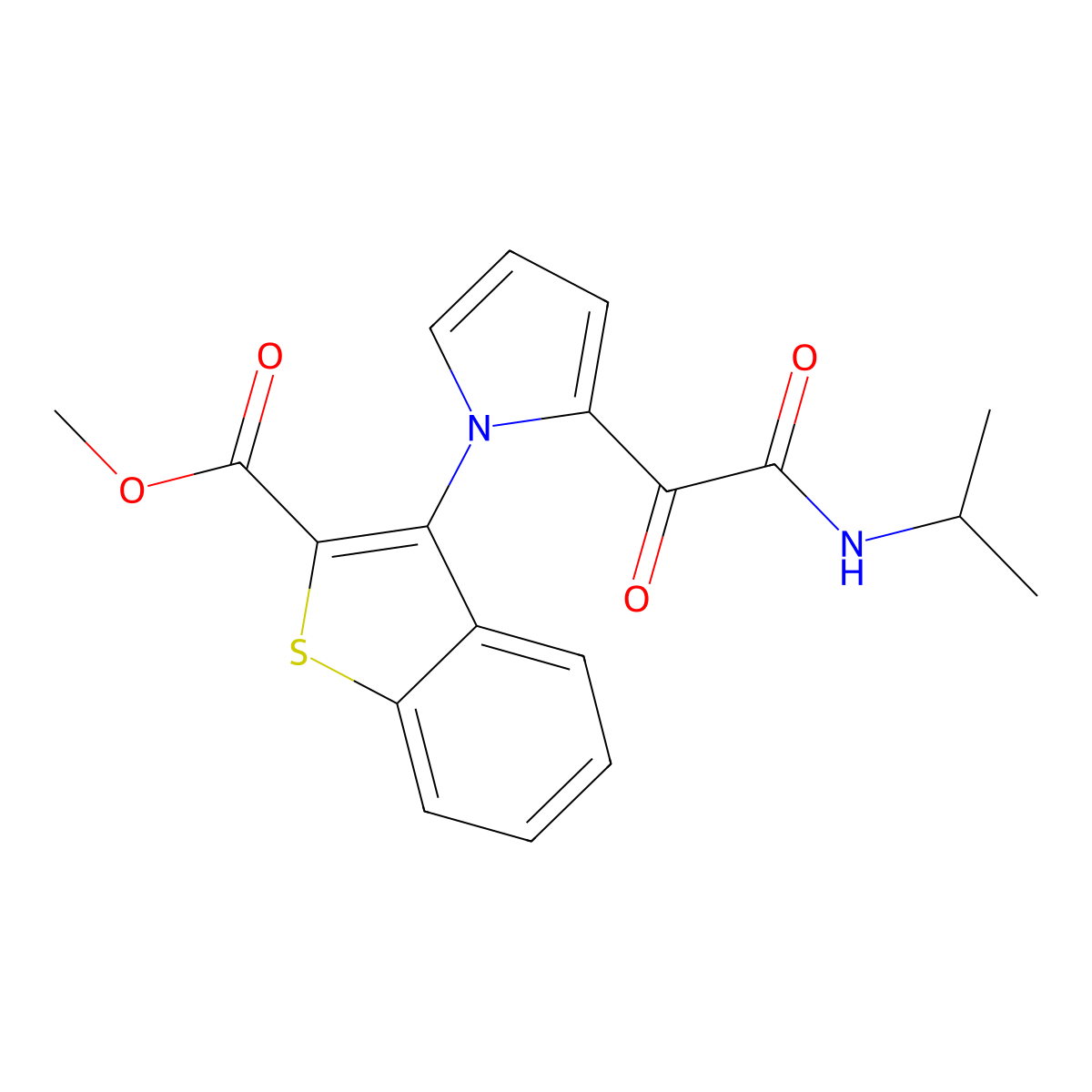 methyl 3-{2-[2-(isopropylamino)-2-oxoacetyl]-1H-pyrrol-1-yl}-1-benzothiophene-2-carboxylate molecular structure, CAS 477872-74-5