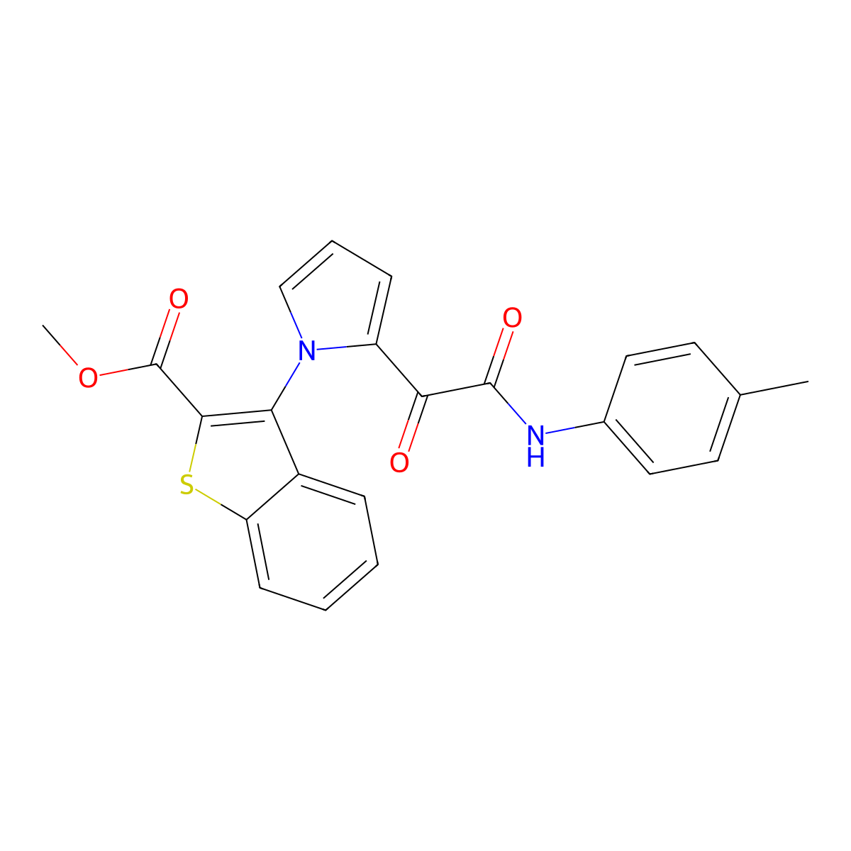methyl 3-{2-[2-oxo-2-(4-toluidino)acetyl]-1H-pyrrol-1-yl}-1-benzothiophene-2-carboxylate molecular structure, CAS 477872-76-7