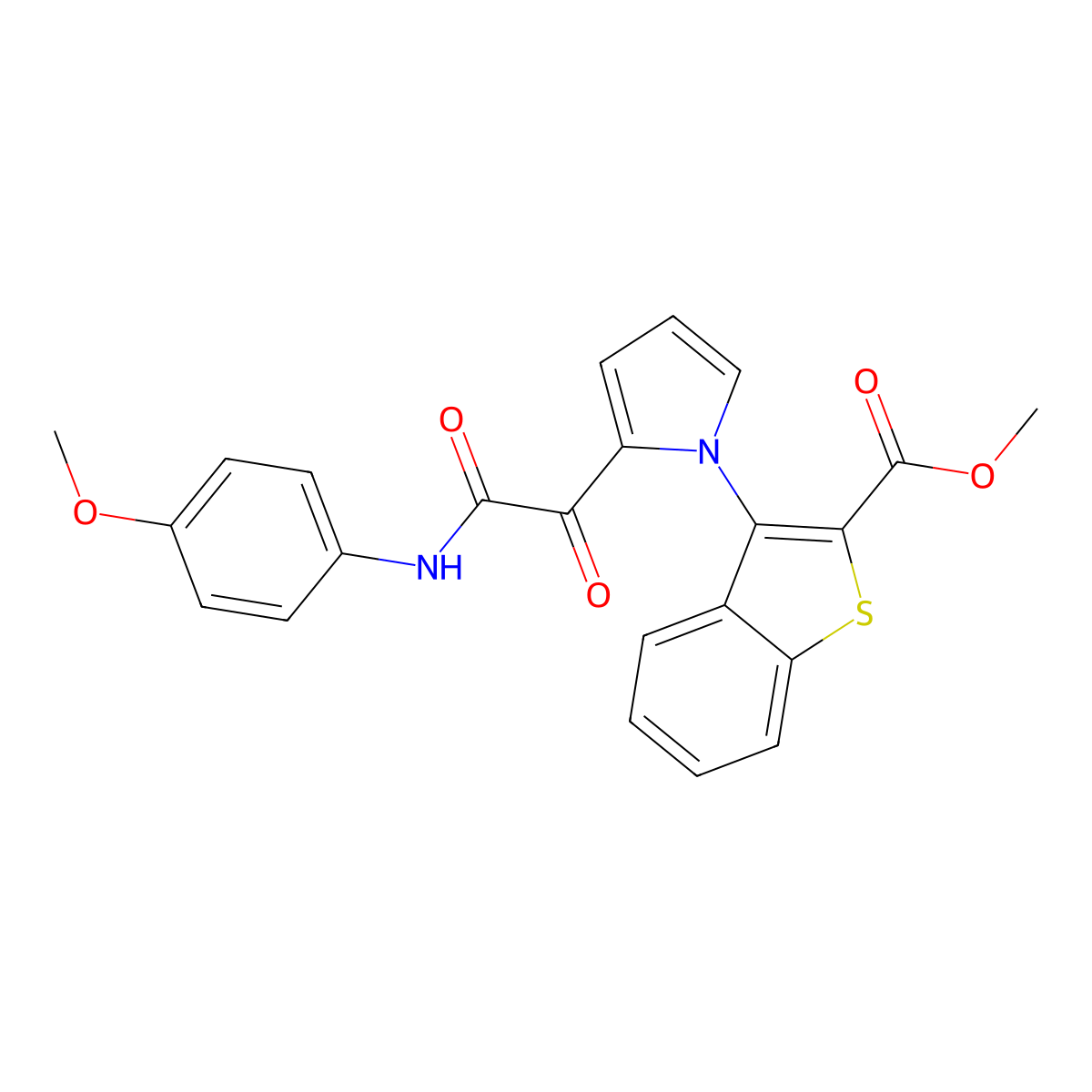 methyl 3-{2-[2-(4-methoxyanilino)-2-oxoacetyl]-1H-pyrrol-1-yl}-1-benzothiophene-2-carboxylate molecular structure, CAS 477872-77-8