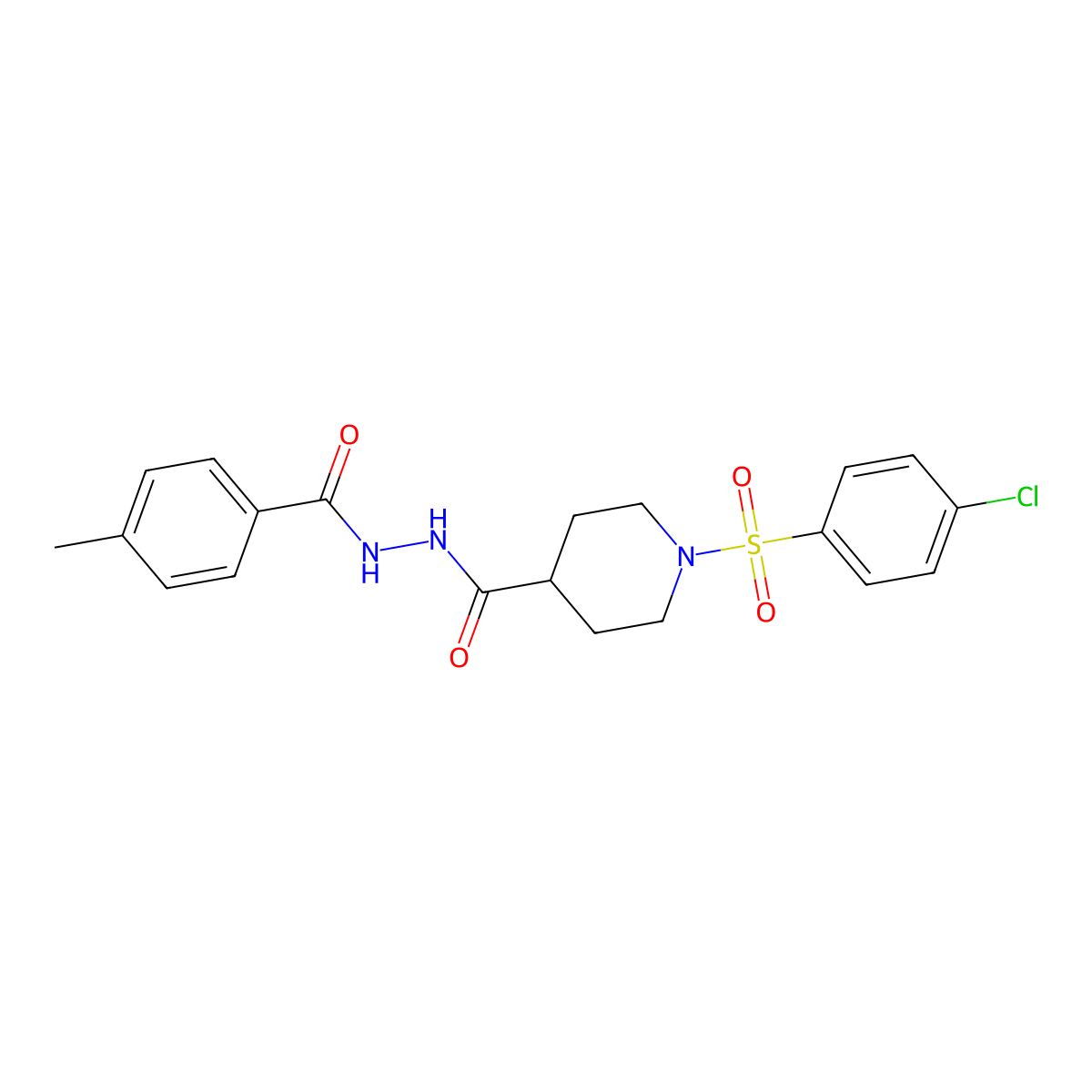 1-(4-chlorophenyl)sulfonyl-N'-(4-methylbenzoyl)piperidine-4-carbohydrazide molecular structure, CAS 477872-85-8