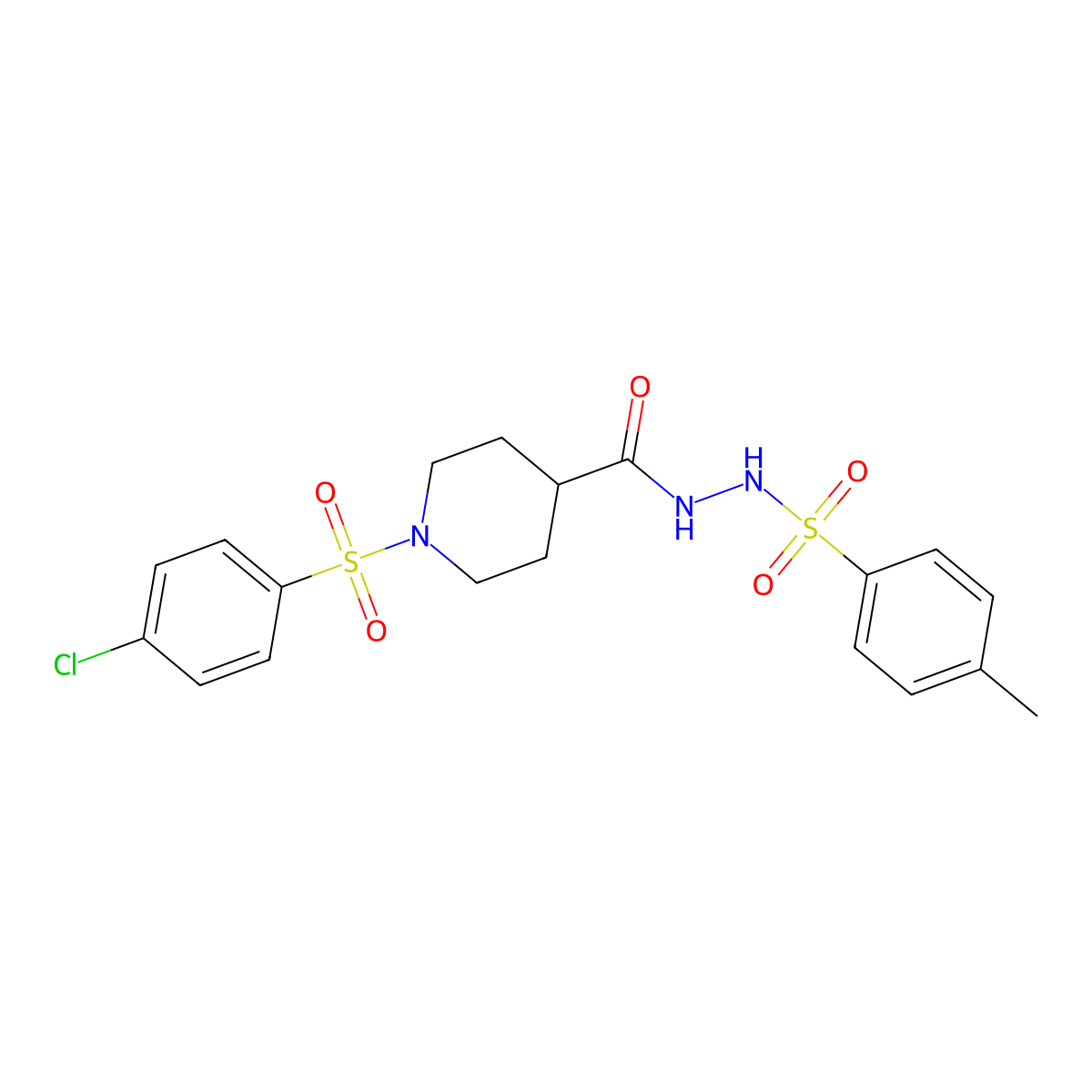 N'-({1-[(4-chlorophenyl)sulfonyl]-4-piperidinyl}carbonyl)-4-methylbenzenesulfonohydrazide molecular structure, CAS 477872-90-5