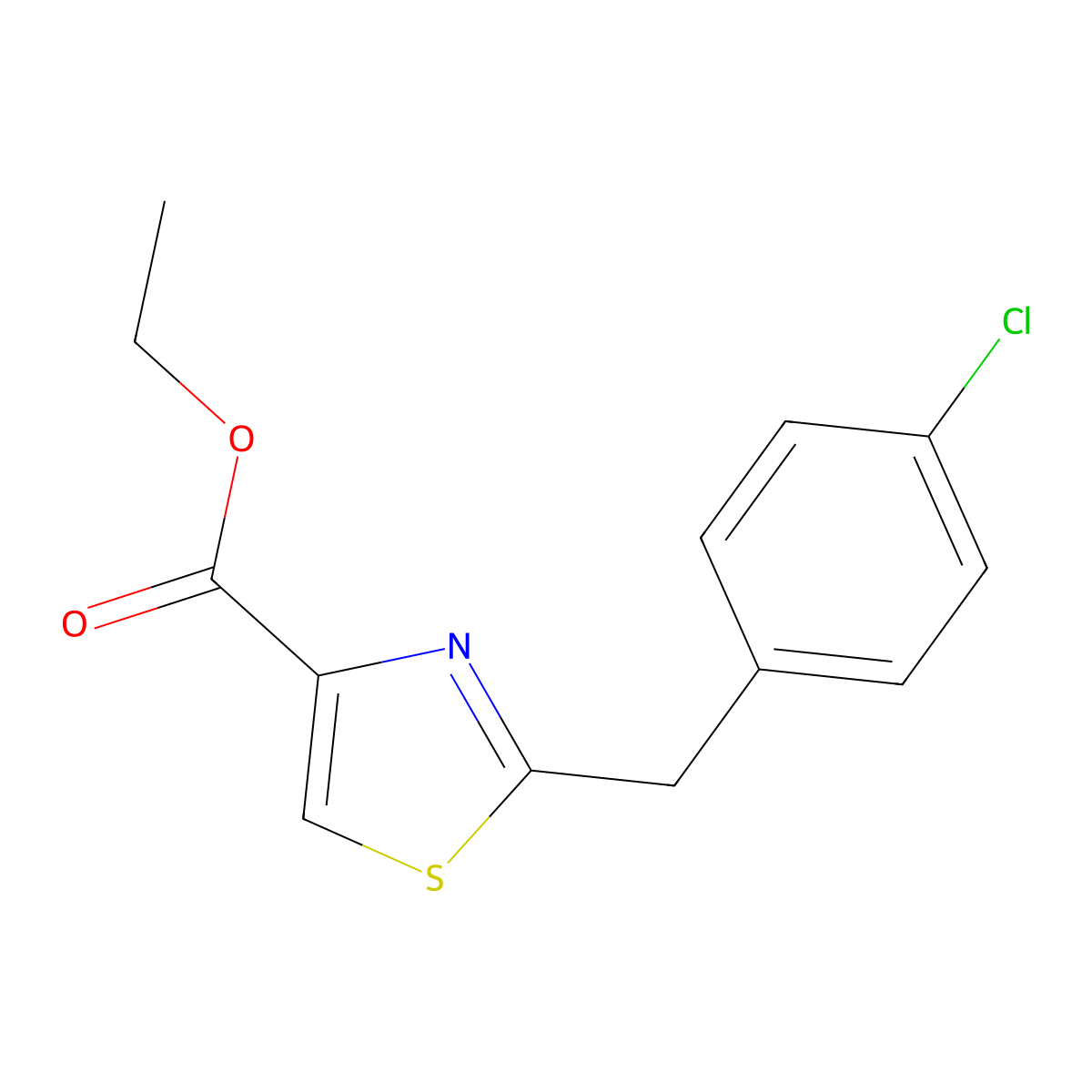 Ethyl 2-[(4-chlorophenyl)methyl]-1,3-thiazole-4-carboxylate molecular structure, CAS 477872-92-7