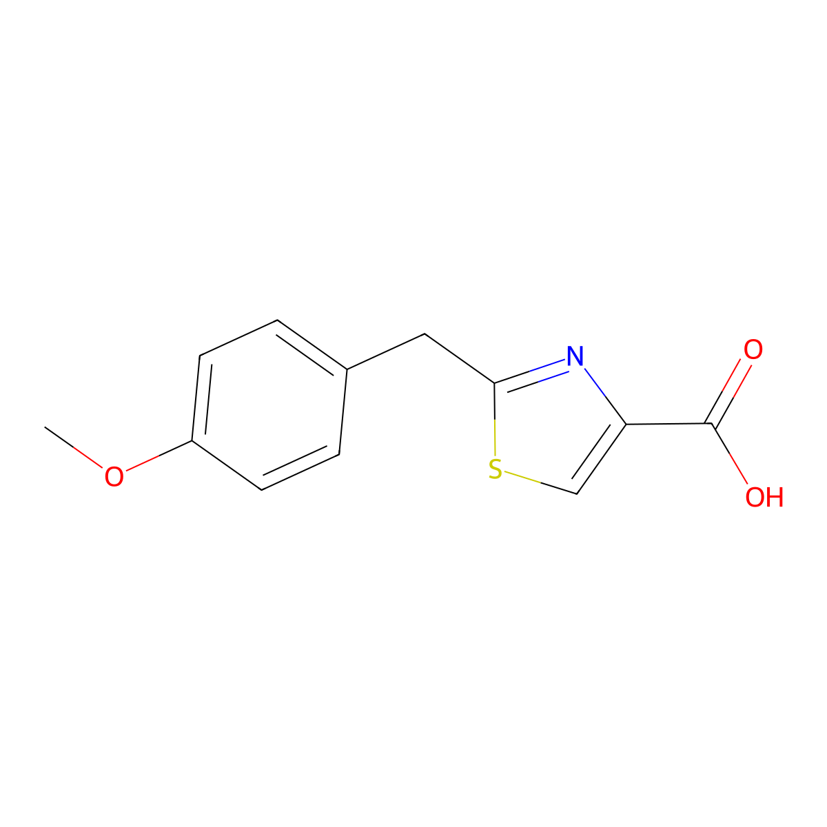 2-(4-Methoxybenzyl)thiazole-4-carboxylic acid molecular structure, CAS 477872-94-9