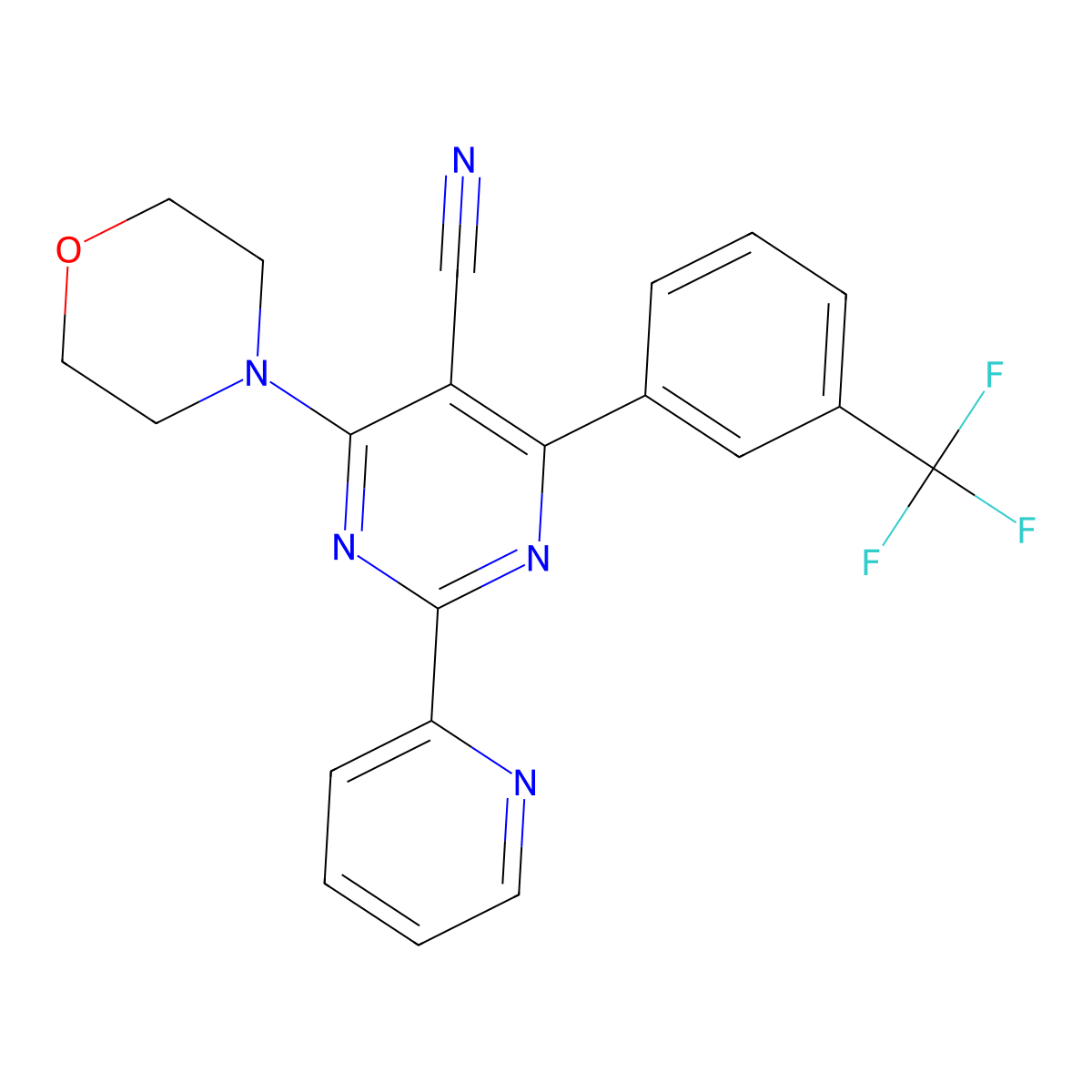4-Morpholino-2-(2-pyridinyl)-6-[3-(trifluoromethyl)phenyl]-5-pyrimidinecarbonitrile molecular structure, CAS 477872-96-1