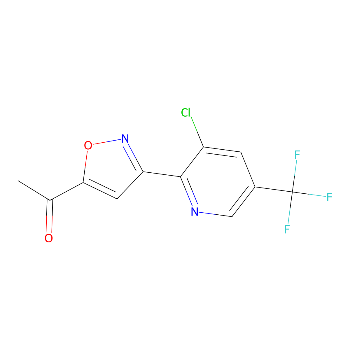 1-{3-[3-Chloro-5-(trifluoromethyl)-2-pyridinyl]-5-isoxazolyl}-1-ethanone molecular structure, CAS 477872-99-4