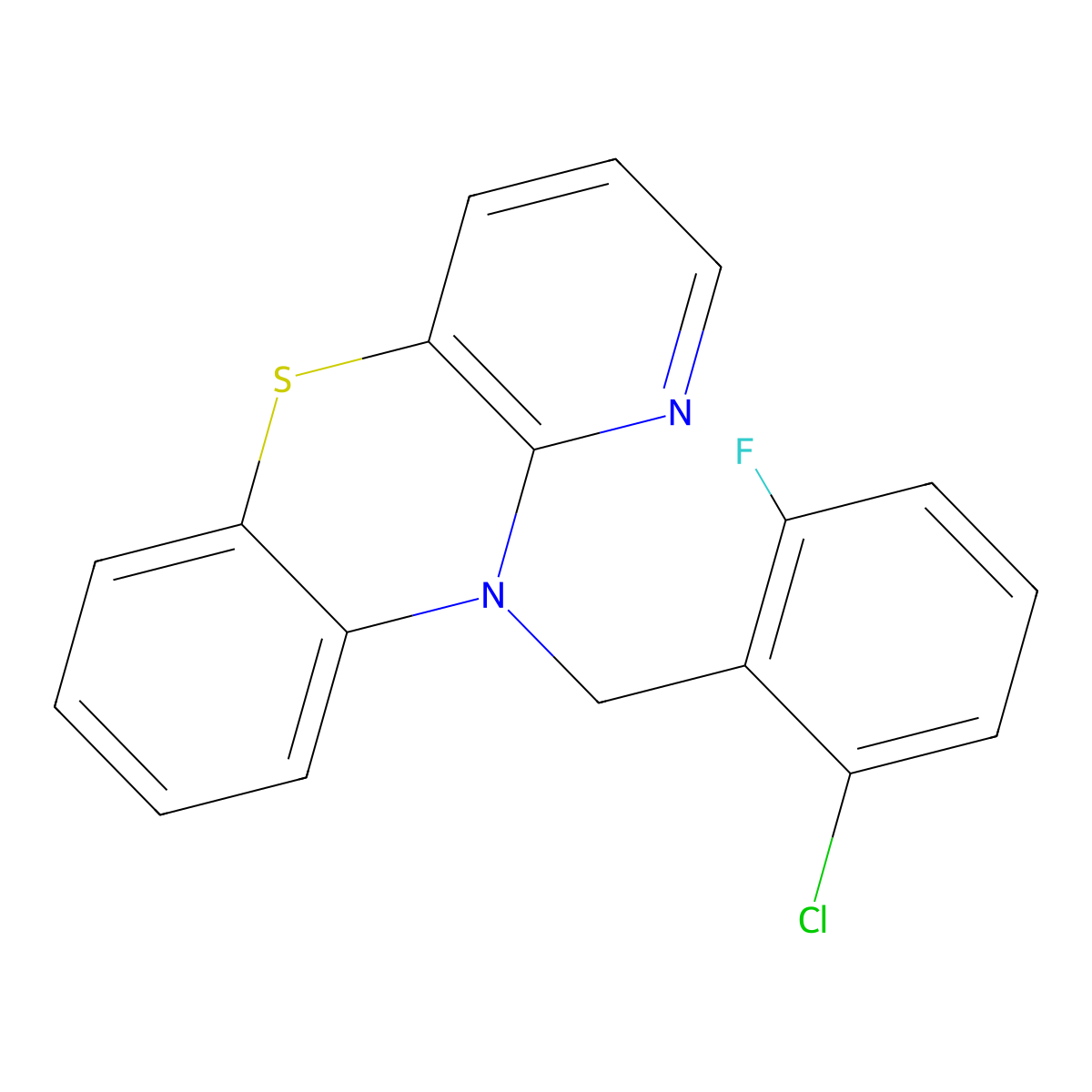 10-(2-chloro-6-fluorobenzyl)-10H-pyrido[3,2-b][1,4]benzothiazine molecular structure, CAS 477873-02-2