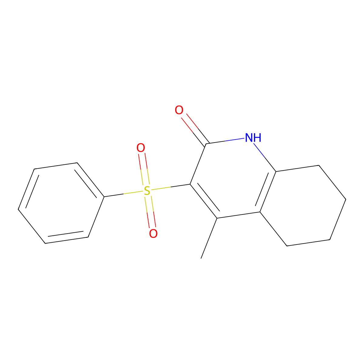 4-methyl-3-(phenylsulfonyl)-5,6,7,8-tetrahydro-2(1H)-quinolinone molecular structure, CAS 477873-04-4