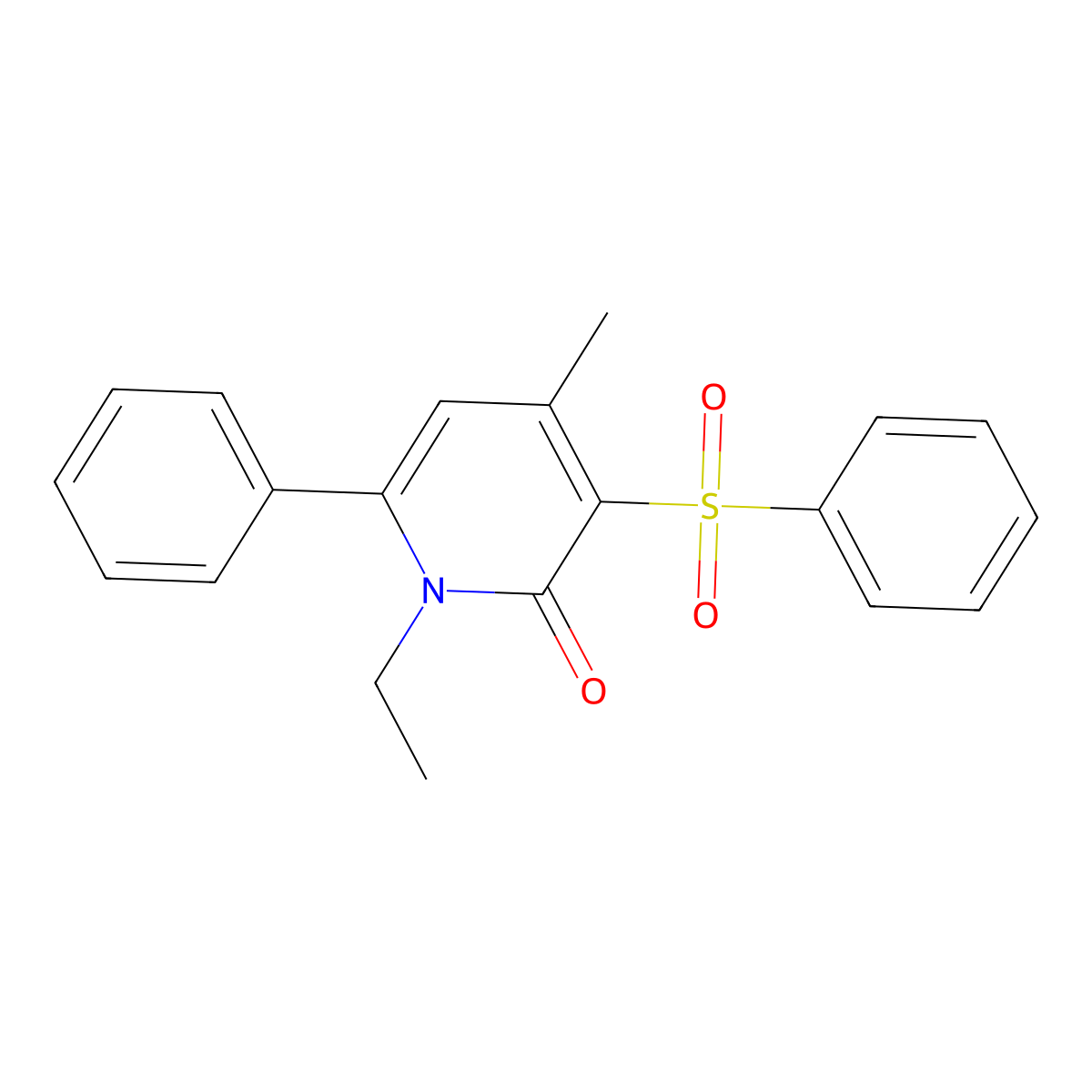 1-ethyl-4-methyl-6-phenyl-3-(phenylsulfonyl)-2(1H)-pyridinone molecular structure, CAS 477873-06-6