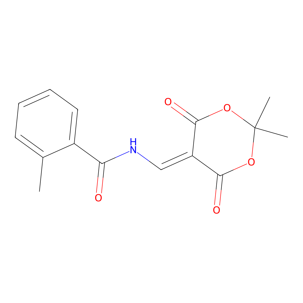N-[(2,2-dimethyl-4,6-dioxo-1,3-dioxan-5-ylidene)methyl]-2-methylbenzamide molecular structure, CAS 477885-64-6