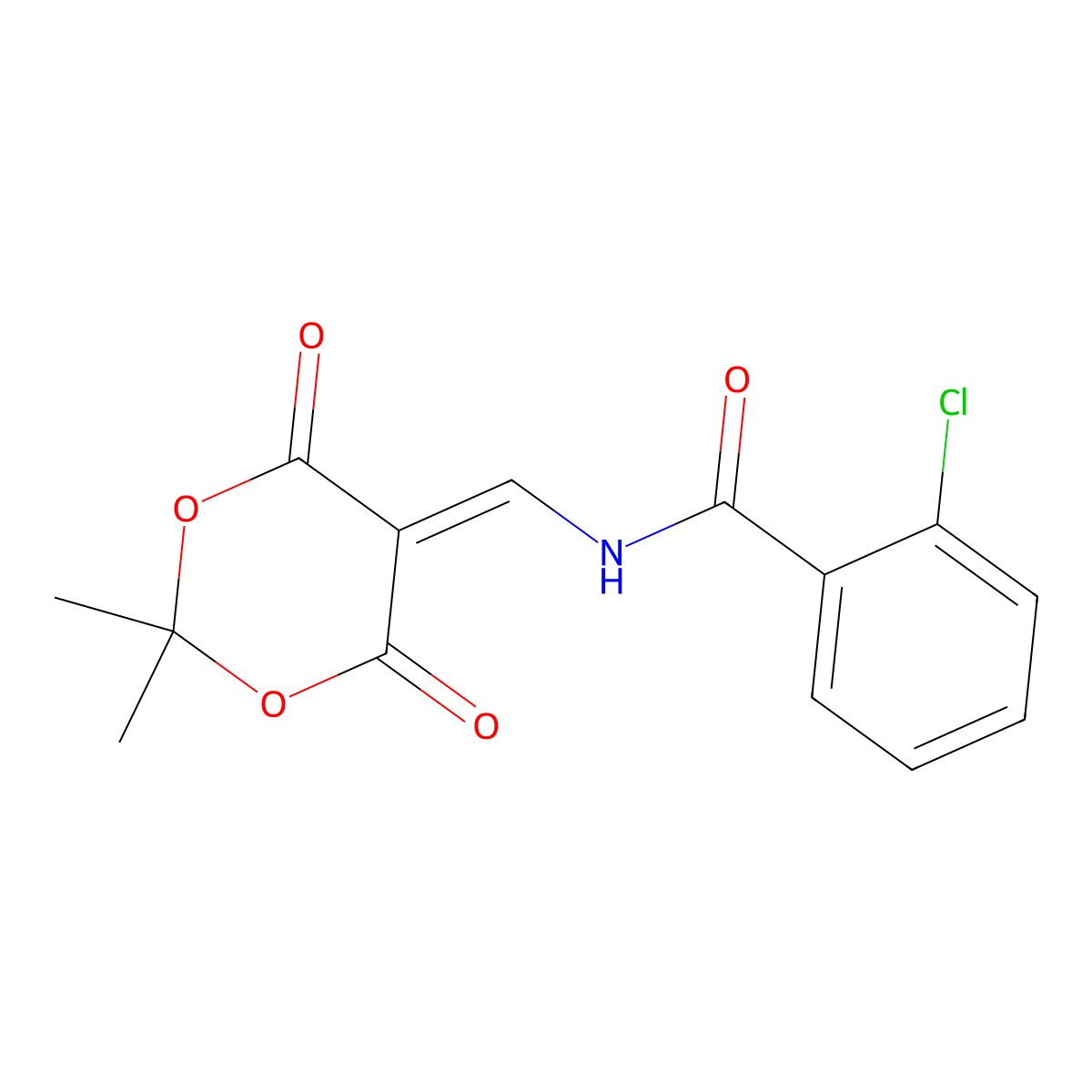 2-chloro-N-[(2,2-dimethyl-4,6-dioxo-1,3-dioxan-5-yliden)methyl]benzenecarboxamide molecular structure, CAS 477885-65-7