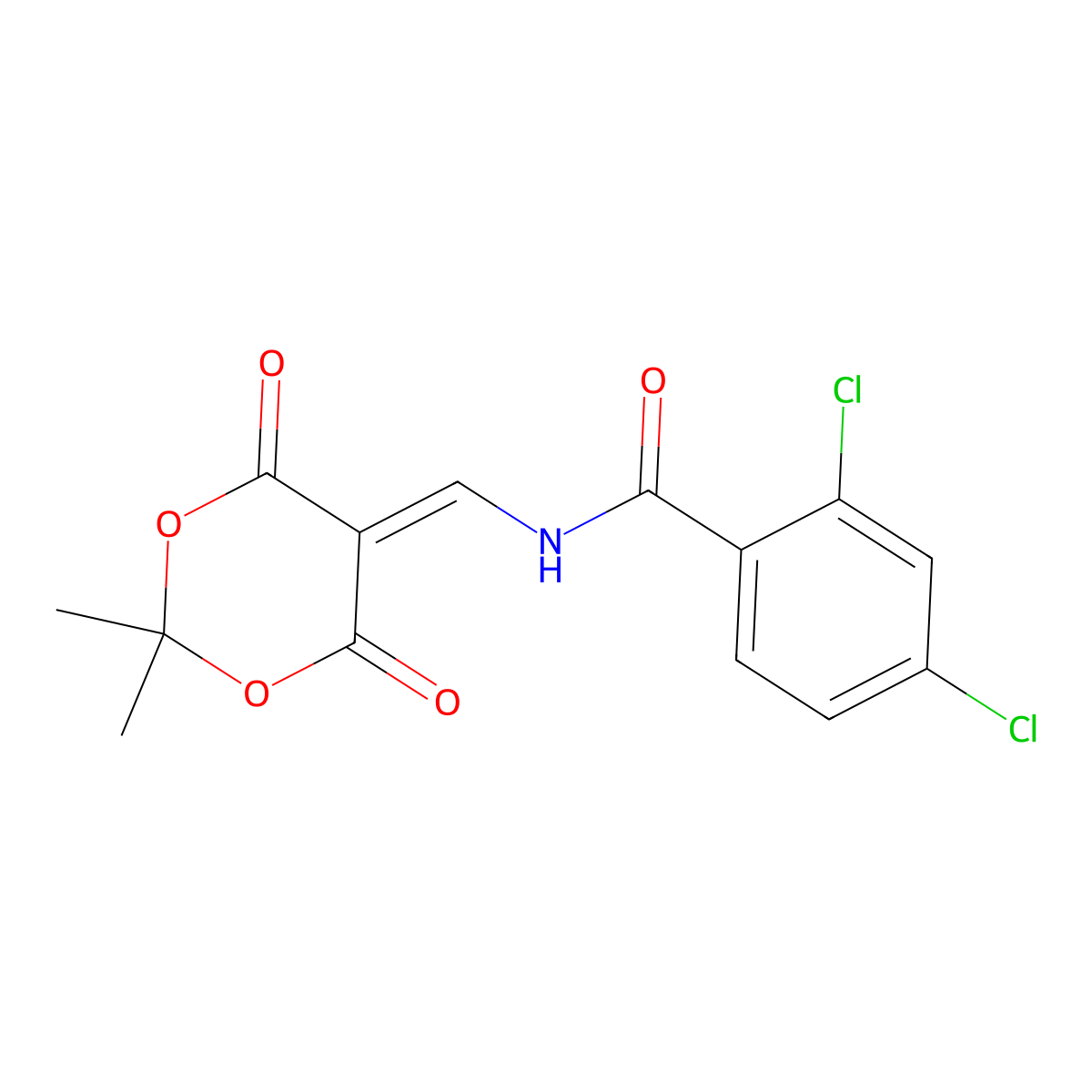2,4-dichloro-N-[(2,2-dimethyl-4,6-dioxo-1,3-dioxan-5-yliden)methyl]benzenecarboxamide molecular structure, CAS 477885-66-8