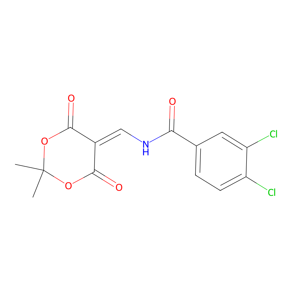 3,4-dichloro-N-[(2,2-dimethyl-4,6-dioxo-1,3-dioxan-5-yliden)methyl]benzenecarboxamide molecular structure, CAS 477885-67-9