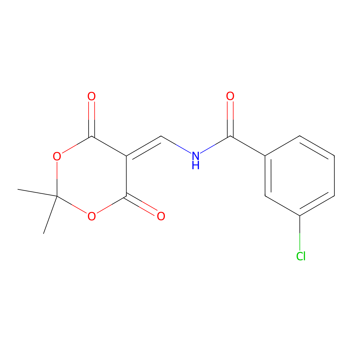 3-chloro-N-[(2,2-dimethyl-4,6-dioxo-1,3-dioxan-5-ylidene)methyl]benzamide molecular structure, CAS 477885-68-0