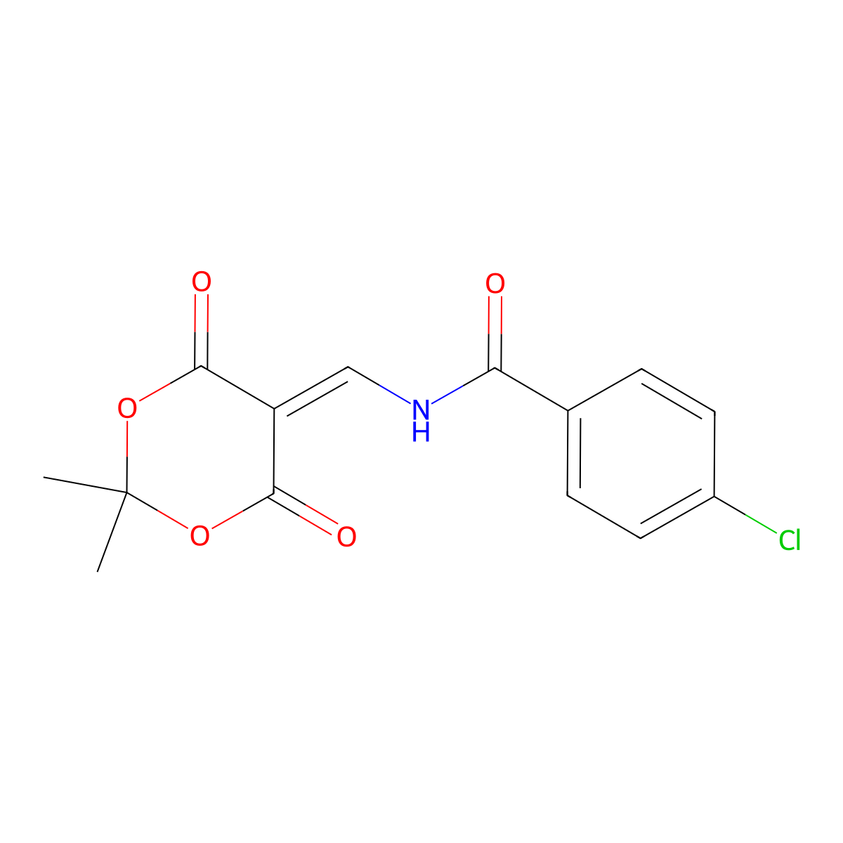 4-chloro-N-[(2,2-dimethyl-4,6-dioxo-1,3-dioxan-5-ylidene)methyl]benzamide molecular structure, CAS 477885-69-1