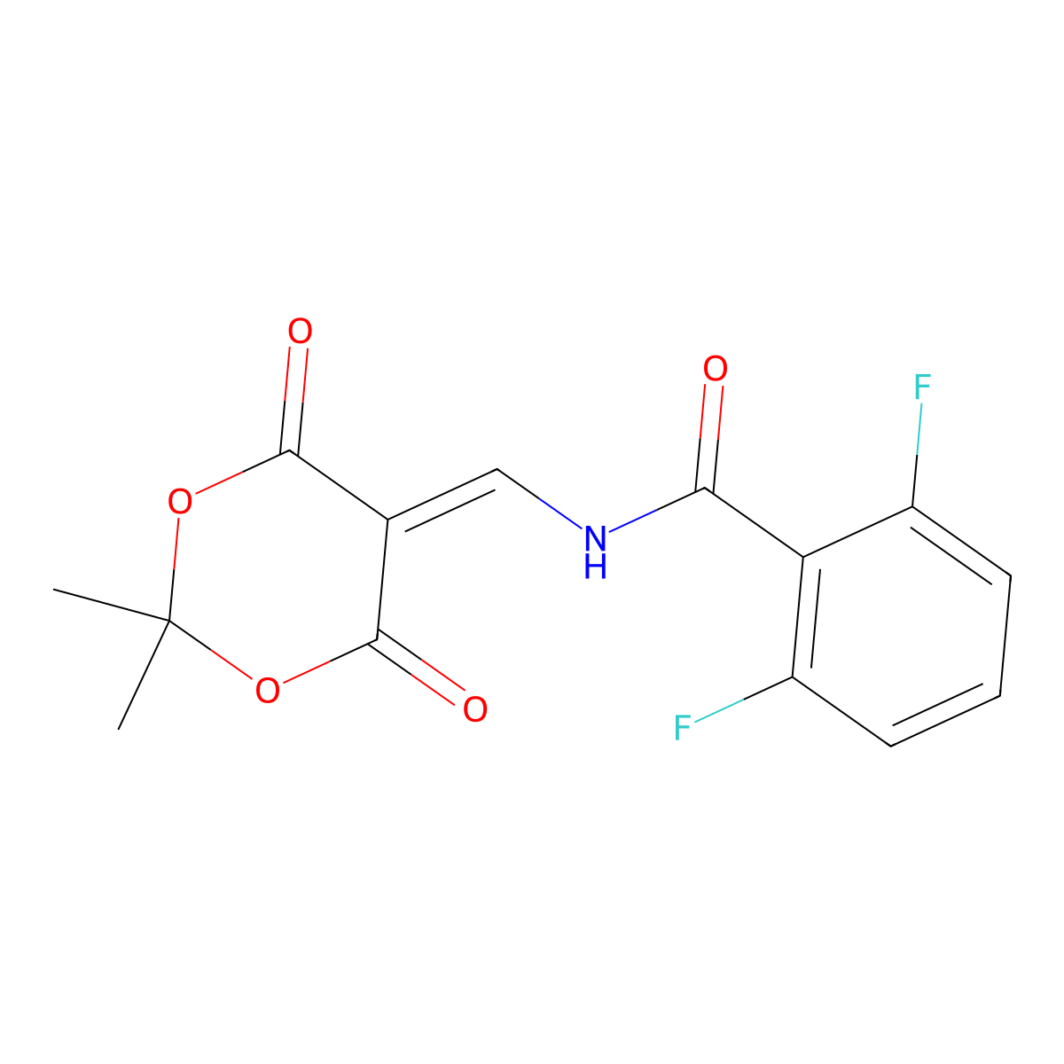 N-[(2,2-dimethyl-4,6-dioxo-1,3-dioxan-5-yliden)methyl]-2,6-difluorobenzenecarboxamide molecular structure, CAS 477885-70-4