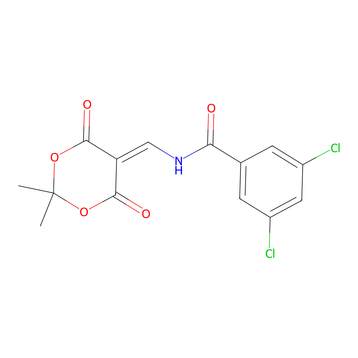 3,5-dichloro-N-[(2,2-dimethyl-4,6-dioxo-1,3-dioxan-5-yliden)methyl]benzenecarboxamide molecular structure, CAS 477885-74-8