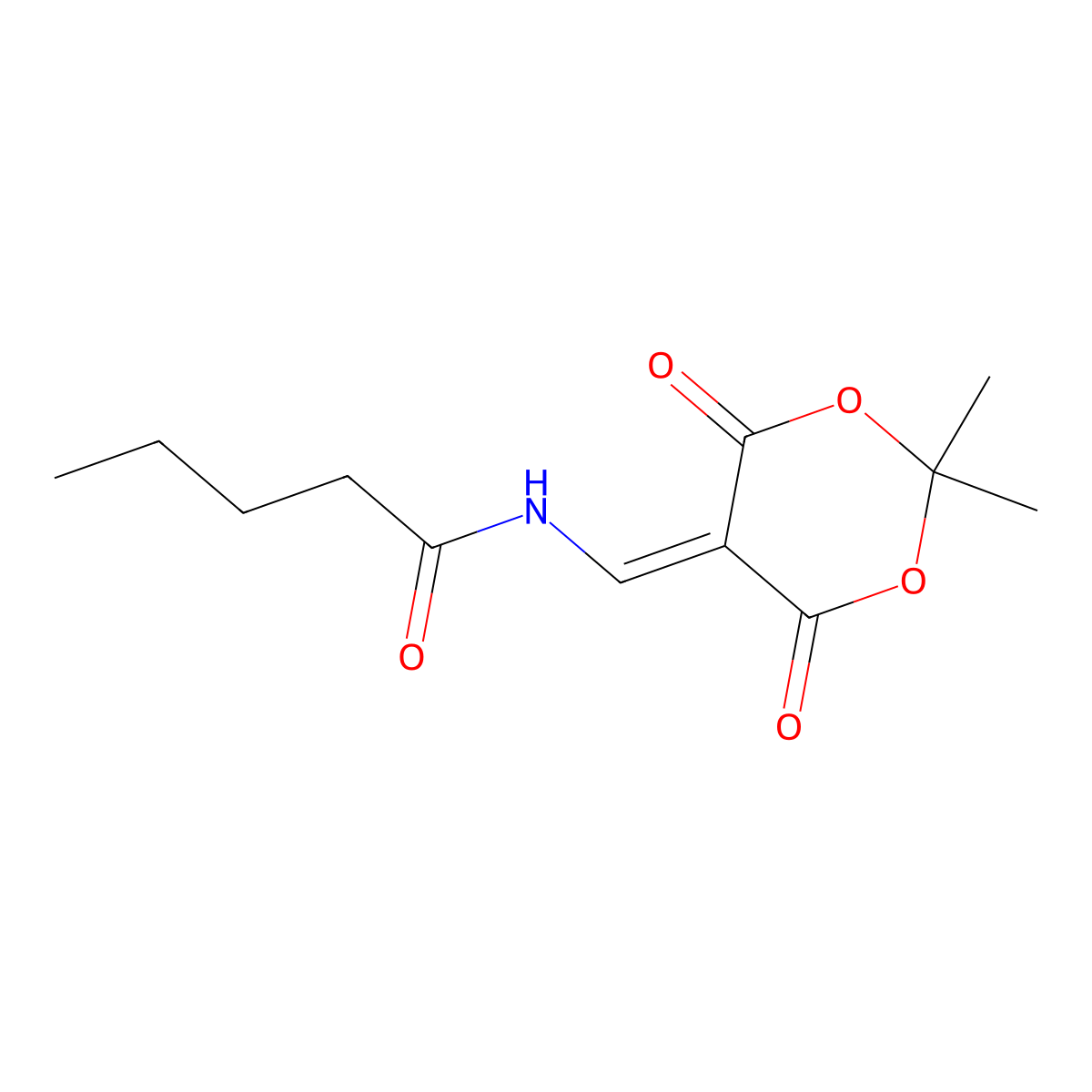 N-[(2,2-dimethyl-4,6-dioxo-1,3-dioxan-5-ylidene)methyl]pentanamide molecular structure, CAS 477885-75-9