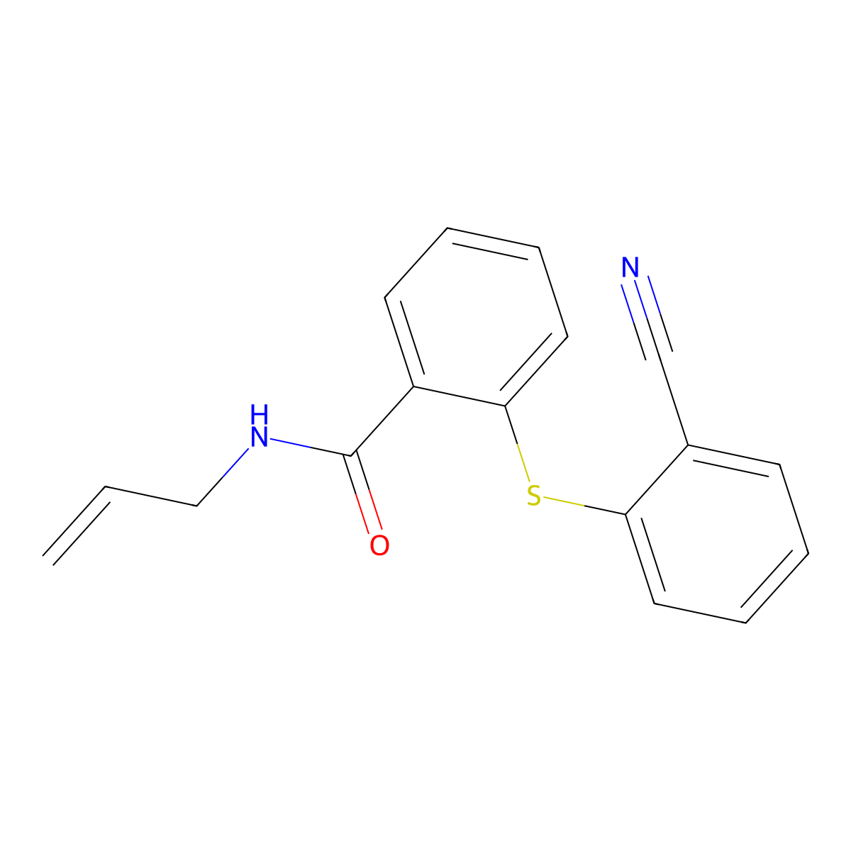 N-allyl-2-[(2-cyanophenyl)sulfanyl]benzenecarboxamide molecular structure, CAS 477885-83-9