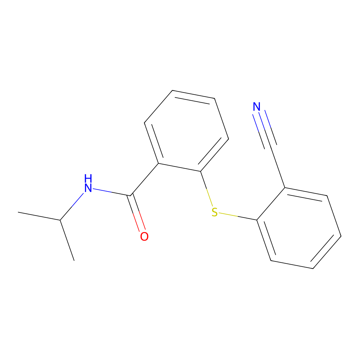 2-((2-Cyanophenyl)sulfanyl)-N-isopropylbenzenecarboxamide molecular structure, CAS 477885-84-0