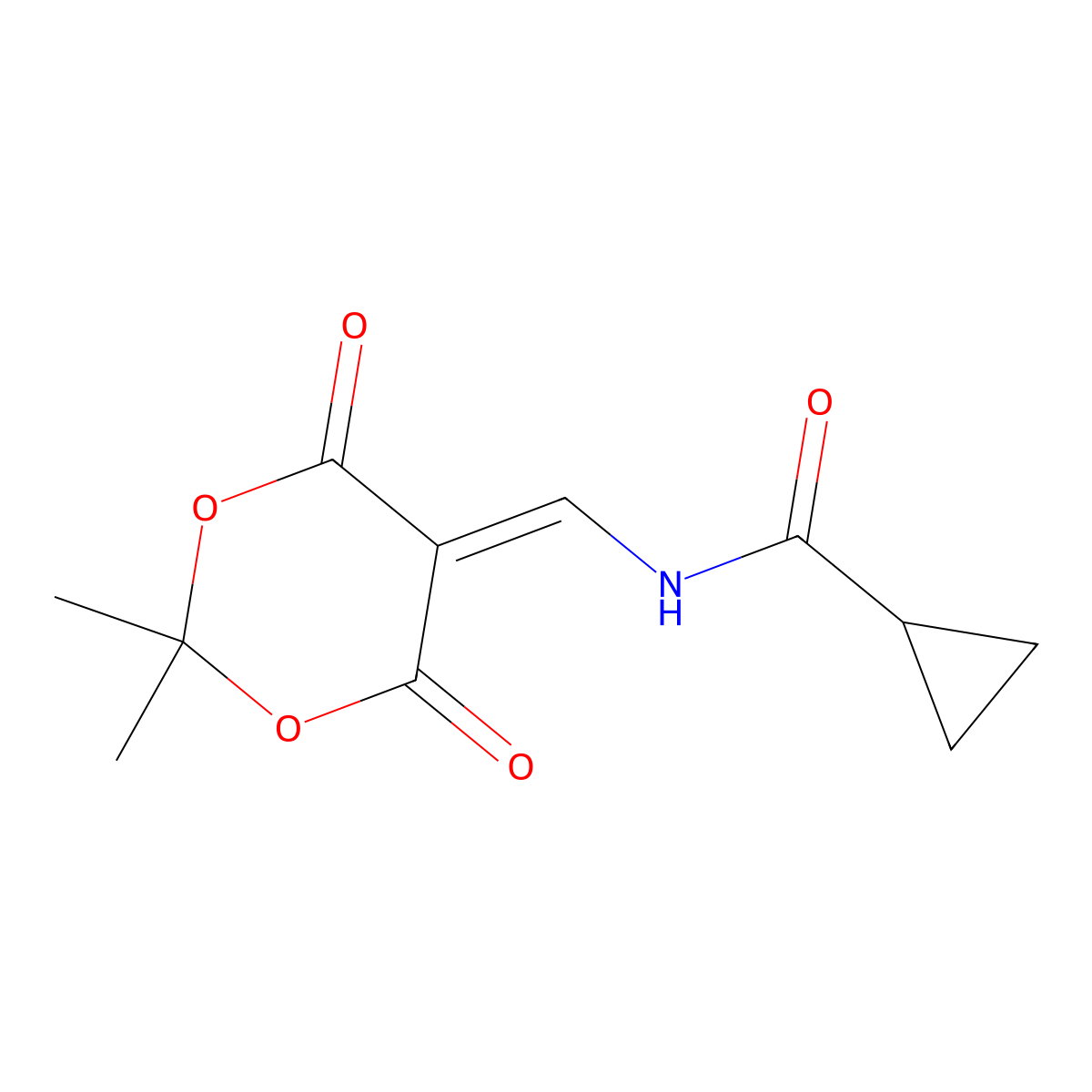N-[(2,2-dimethyl-4,6-dioxo-1,3-dioxan-5-ylidene)methyl]cyclopropanecarboxamide molecular structure, CAS 477885-87-3
