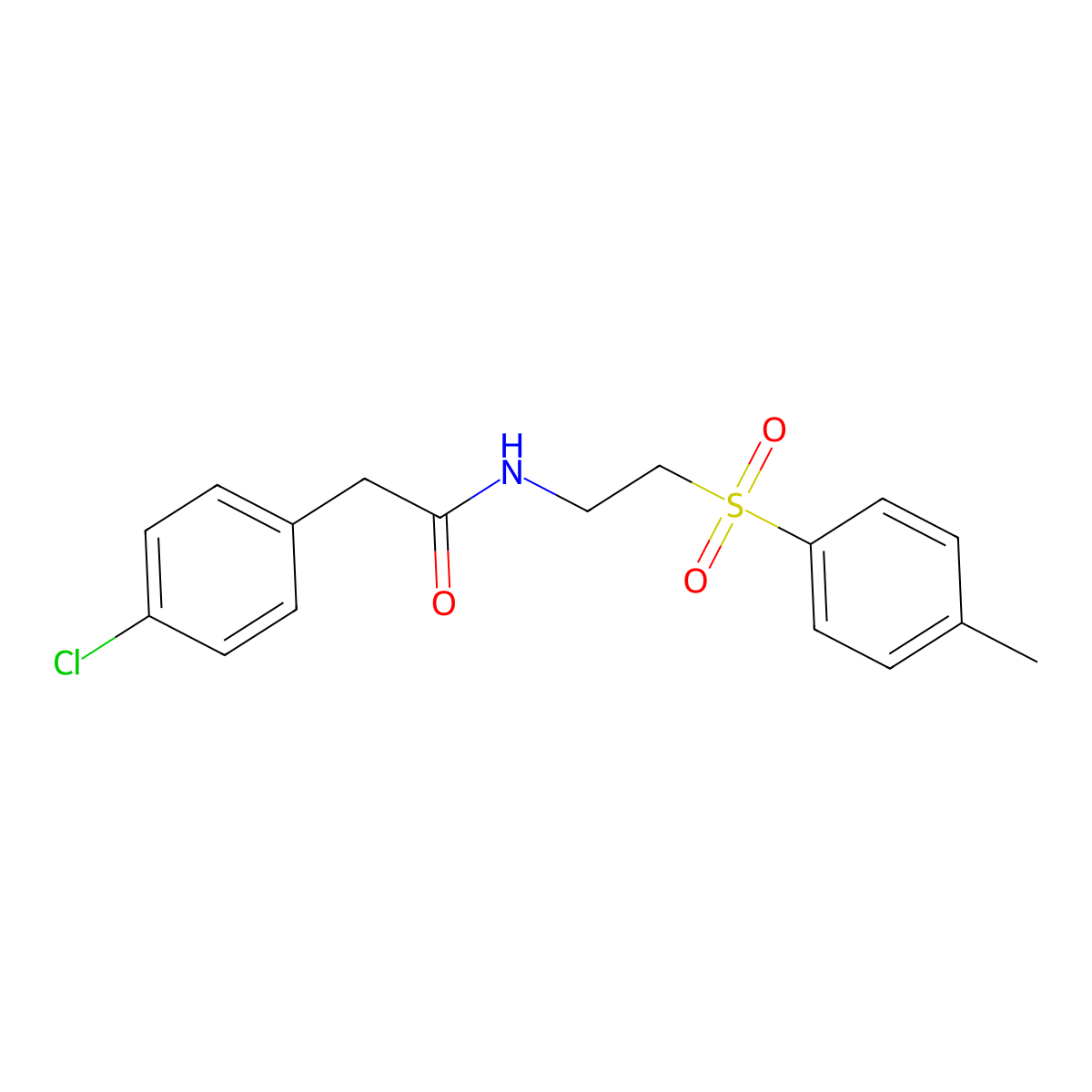 2-(4-Chlorophenyl)-N-(2-((4-methylphenyl)sulfonyl)ethyl)acetamide molecular structure, CAS 477886-03-6