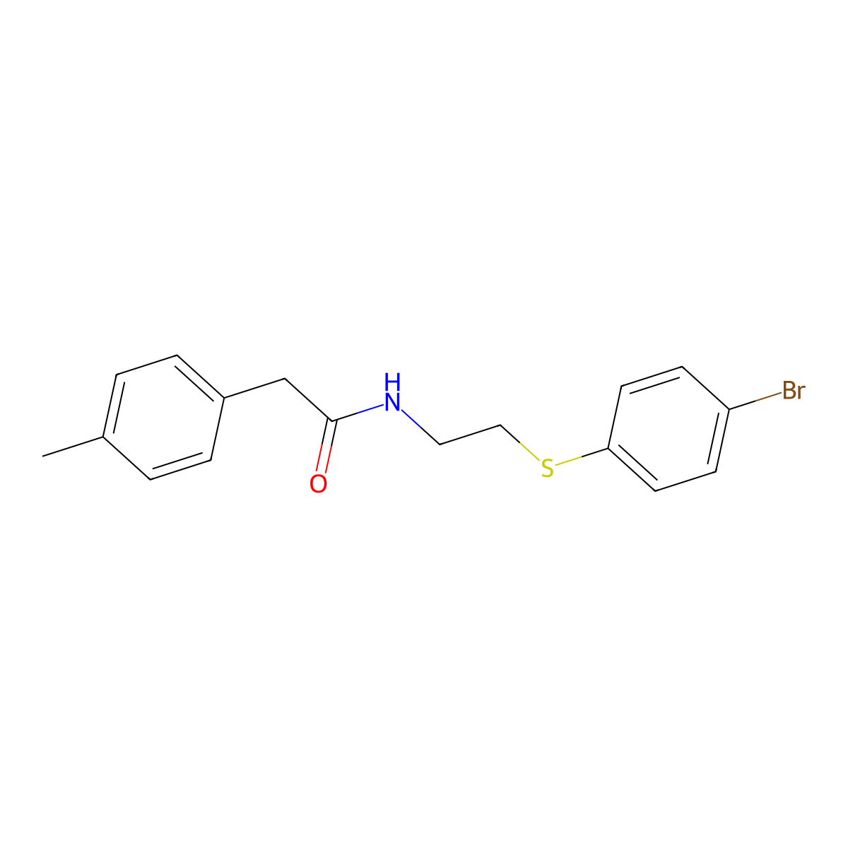 N-(2-((4-Bromophenyl)sulfanyl)ethyl)-2-(4-methylphenyl)acetamide molecular structure, CAS 477886-07-0