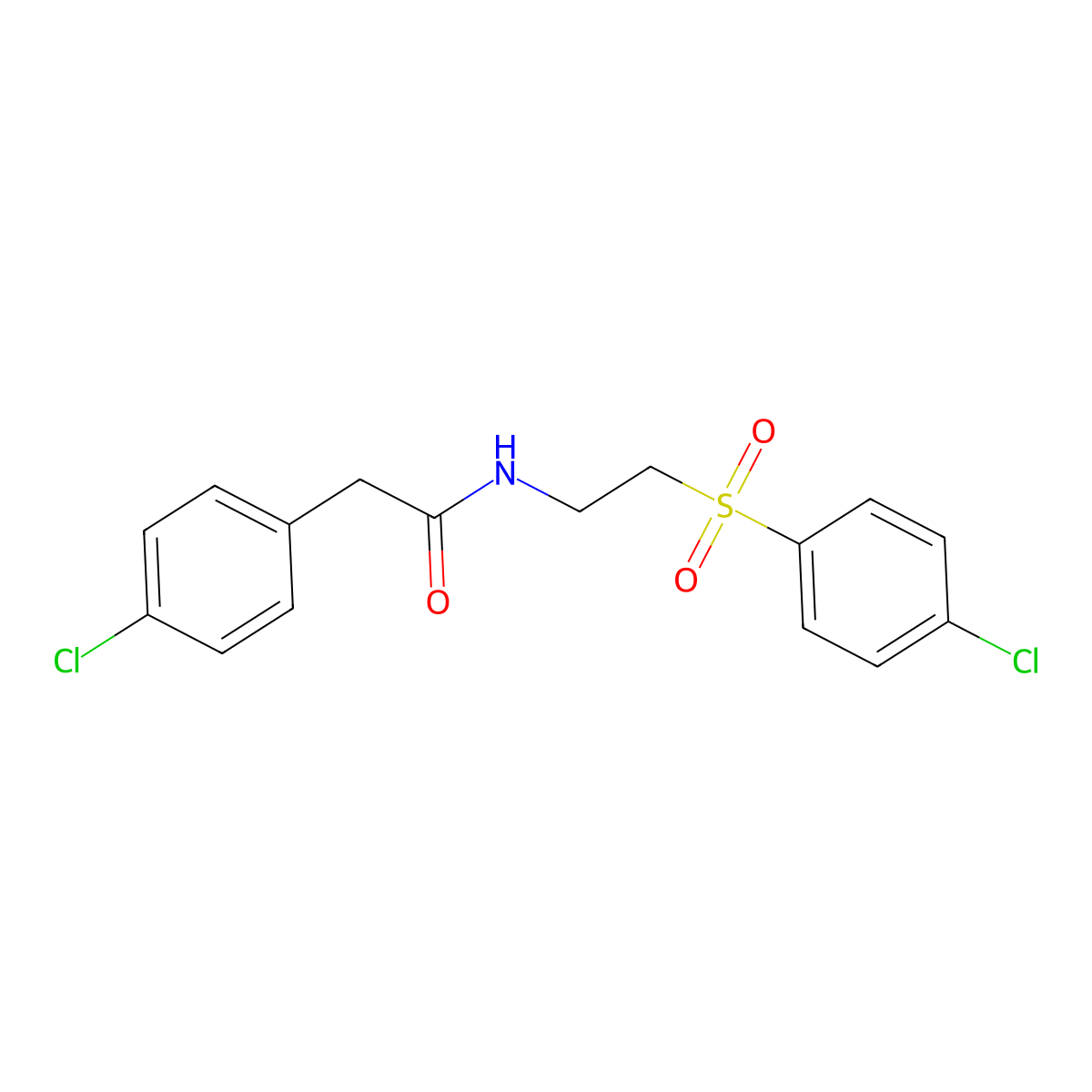 2-(4-Chlorophenyl)-N-(2-((4-chlorophenyl)sulfonyl)ethyl)acetamide molecular structure, CAS 477886-13-8