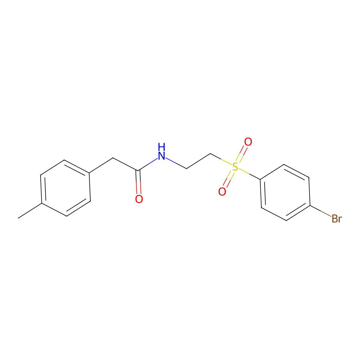 N-(2-((4-Bromophenyl)sulfonyl)ethyl)-2-(4-methylphenyl)acetamide molecular structure, CAS 477886-14-9