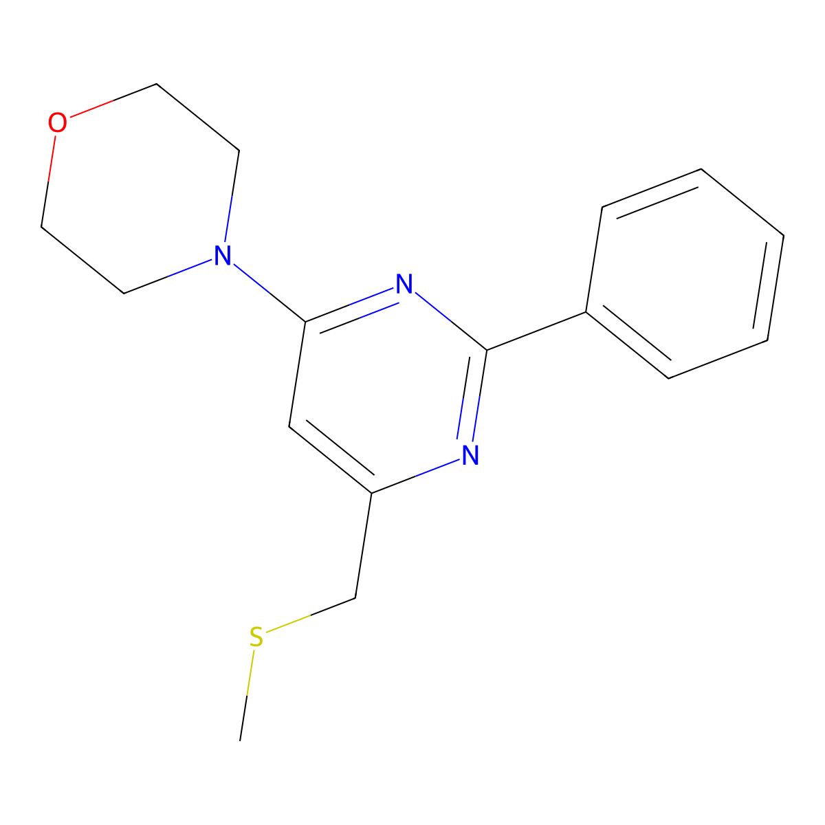 4-(6-((Methylsulfanyl)methyl)-2-phenyl-4-pyrimidinyl)morpholine molecular structure, CAS 477886-25-2