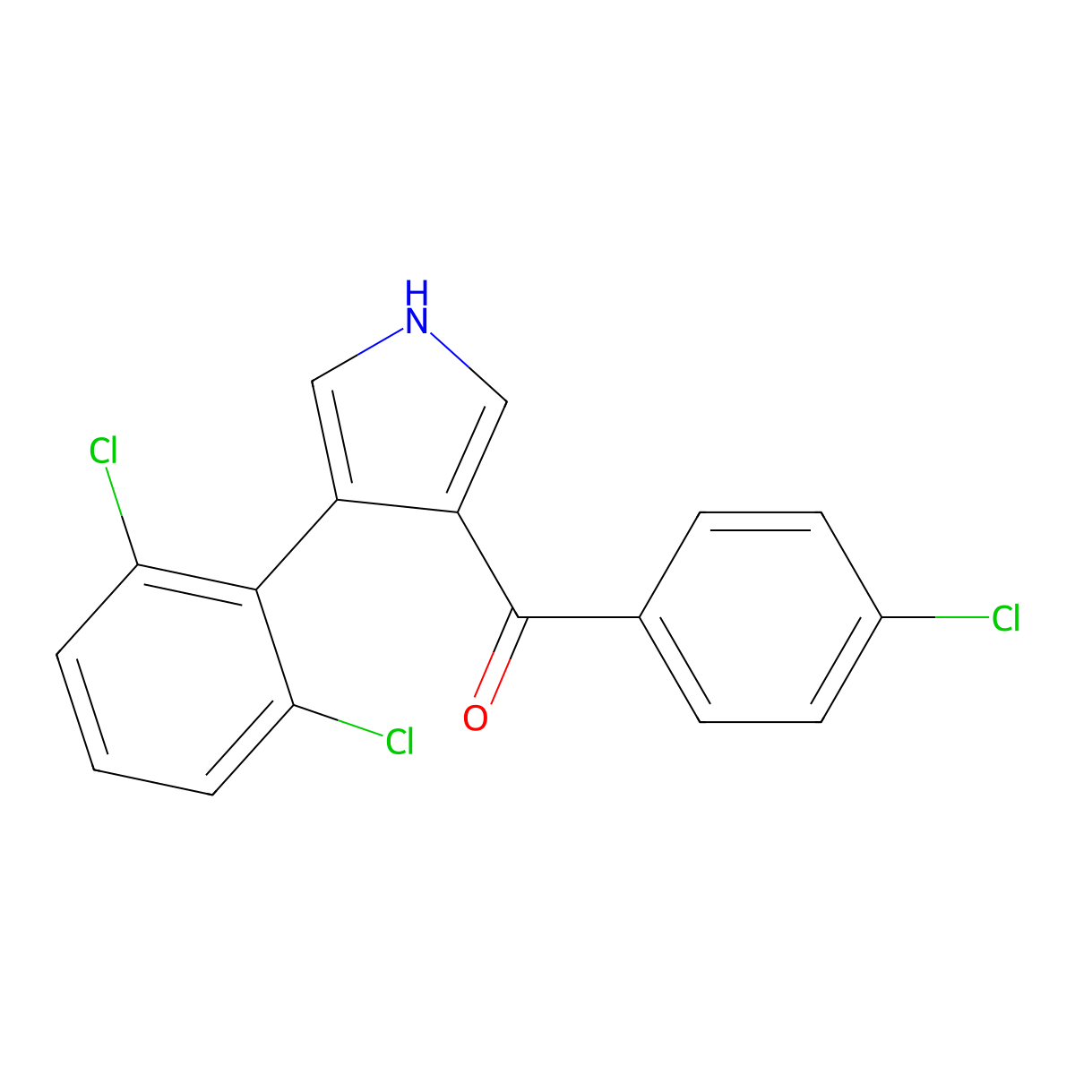 (4-Chlorophenyl)(4-(2,6-dichlorophenyl)-1H-pyrrol-3-yl)methanone molecular structure, CAS 477886-26-3
