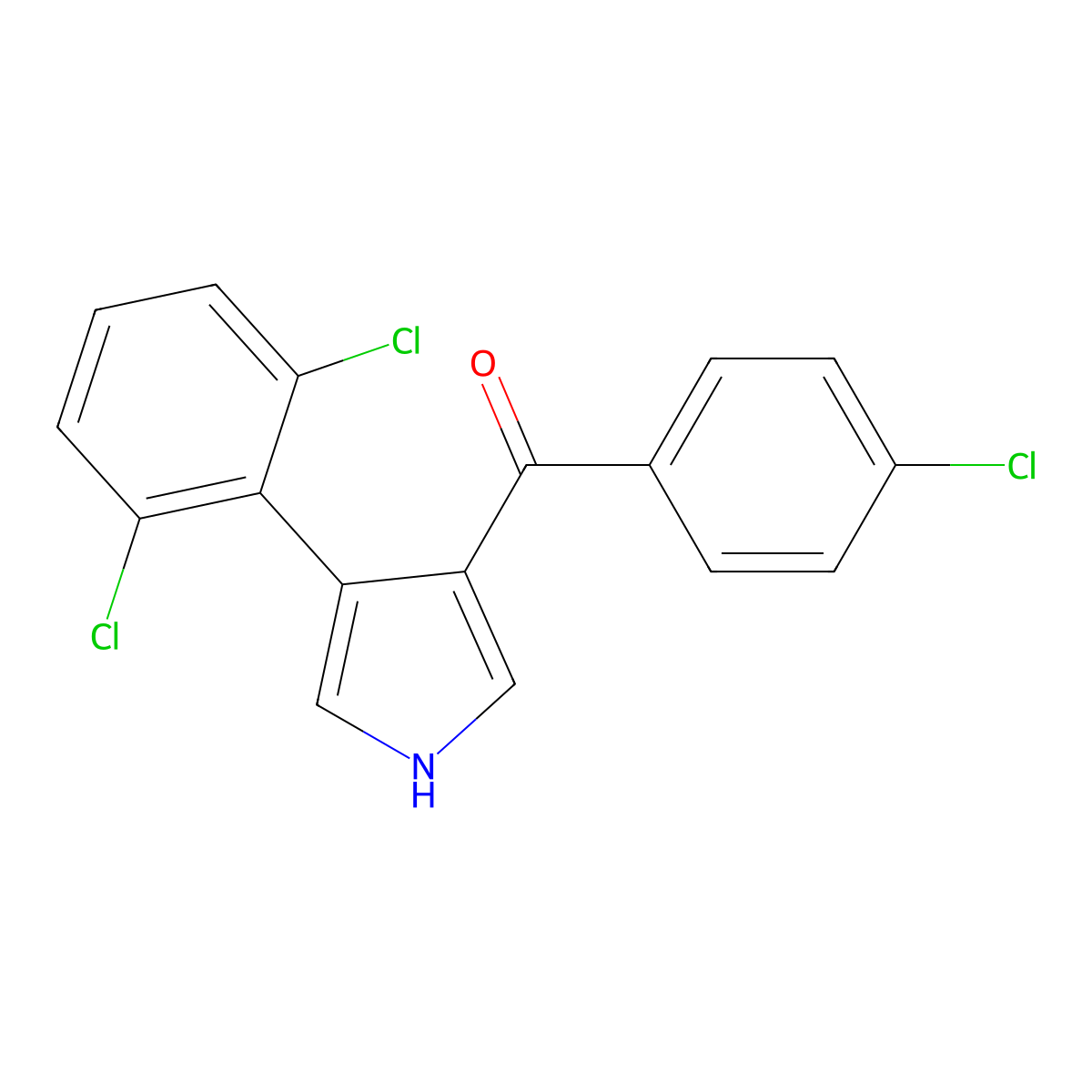(4-Chlorophenyl)(4-(2,6-dichlorophenyl)-1H-pyrrol-3-yl)methanone molecular structure, CAS 477886-26-3
