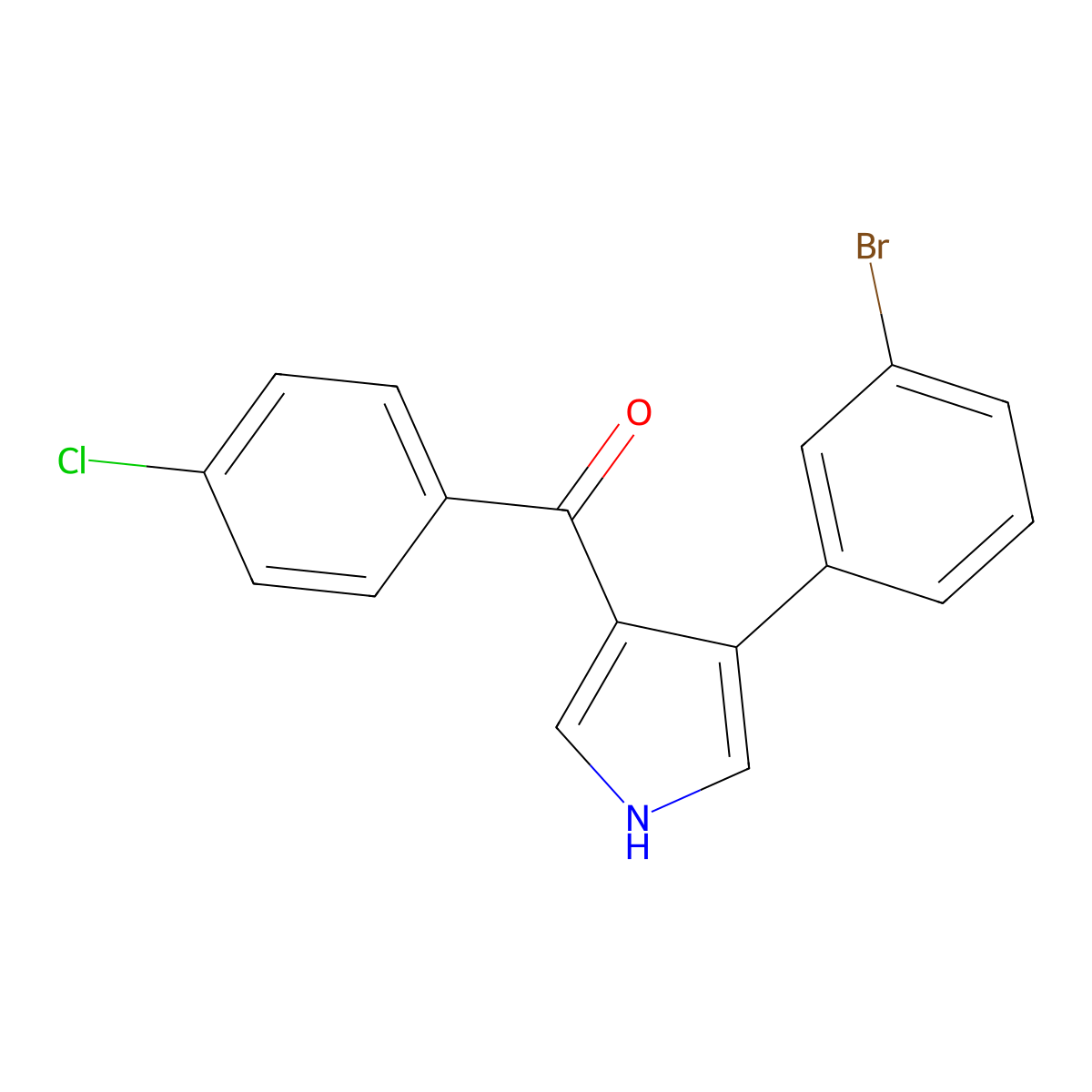 (4-(3-Bromophenyl)-1H-pyrrol-3-yl)(4-chlorophenyl)methanone molecular structure, CAS 477886-28-5