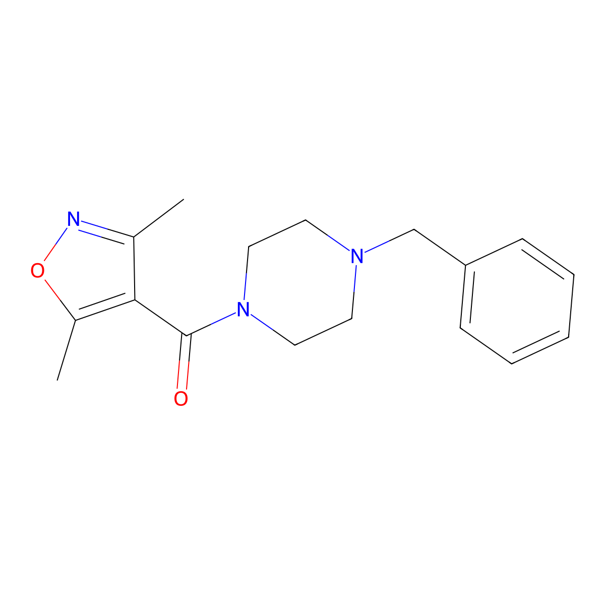 (4-Benzylpiperazino)(3,5-dimethyl-4-isoxazolyl)methanone molecular structure, CAS 477886-31-0