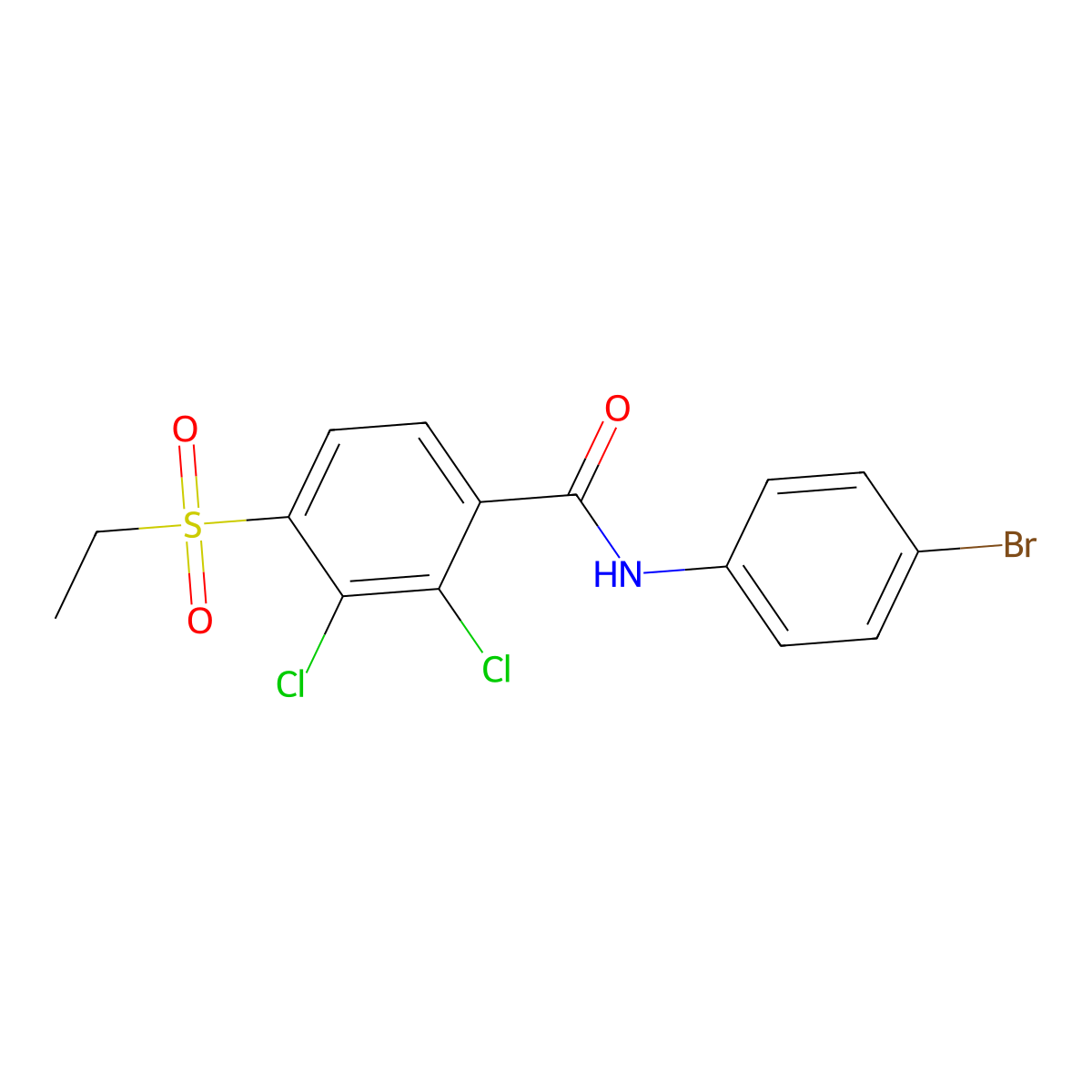 N-(4-bromophenyl)-2,3-dichloro-4-(ethylsulfonyl)benzenecarboxamide molecular structure, CAS 477886-34-3