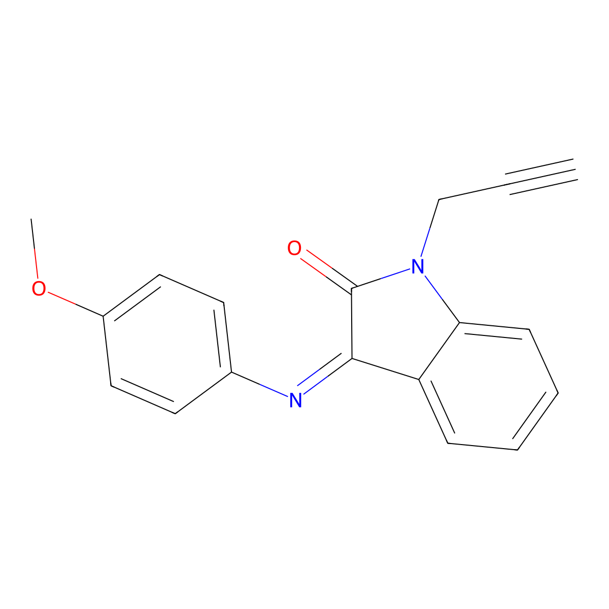 3-[(4-methoxyphenyl)imino]-1-(2-propynyl)-1H-indol-2-one molecular structure, CAS 477886-40-1