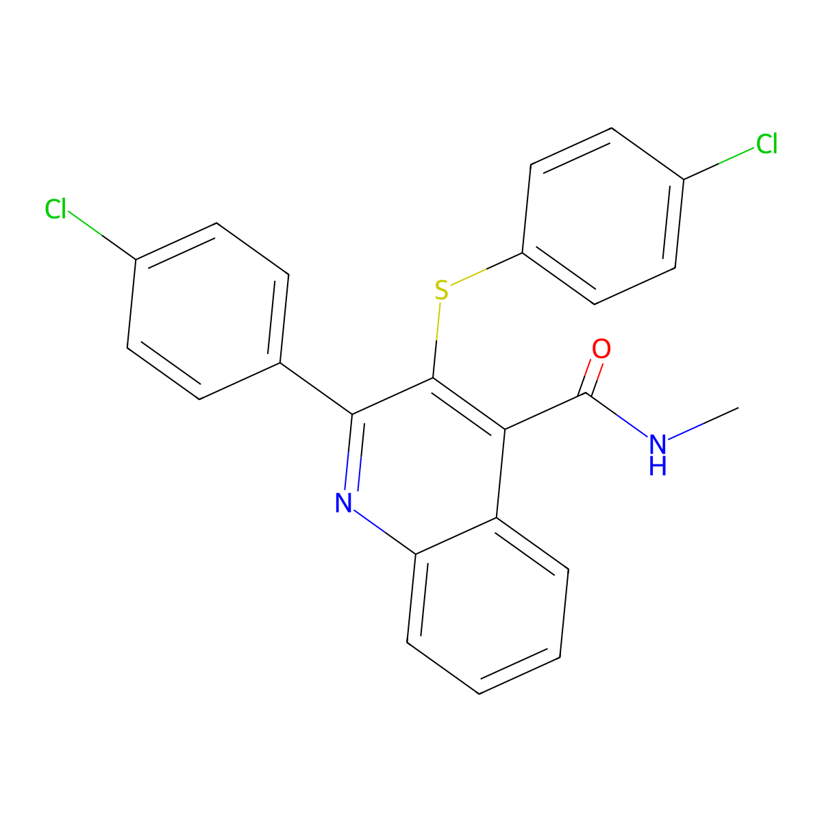 2-(4-chlorophenyl)-3-[(4-chlorophenyl)sulfanyl]-N-methyl-4-quinolinecarboxamide molecular structure, CAS 477886-44-5
