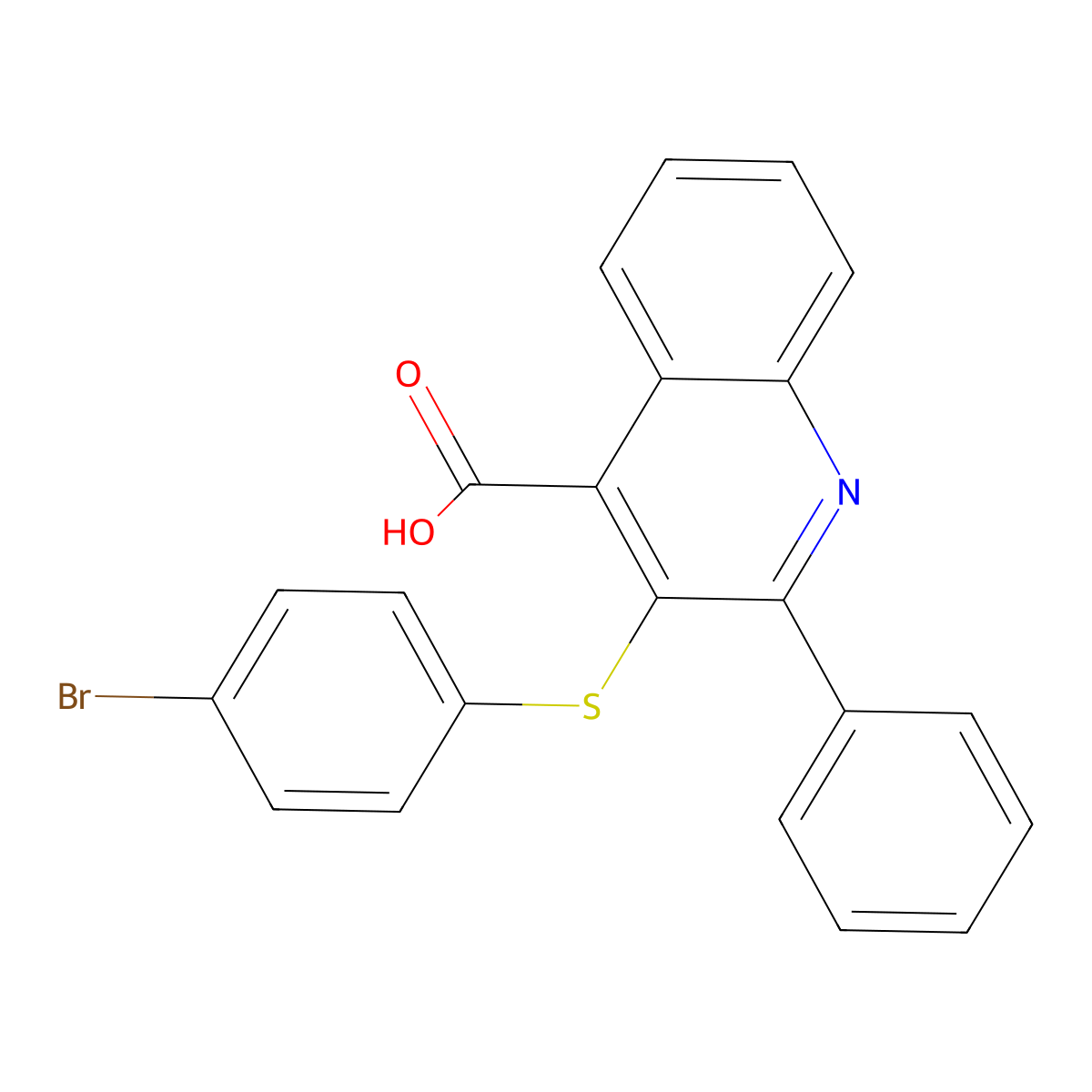 3-[(4-Bromophenyl)sulfanyl]-2-phenyl-4-quinolinecarboxylic acid molecular structure, CAS 477886-46-7
