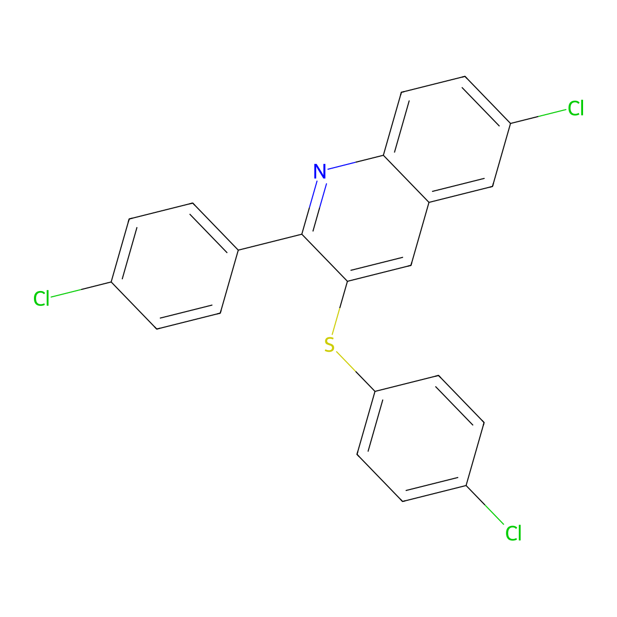 6-Chloro-2-(4-chlorophenyl)-3-quinolinyl 4-chlorophenyl sulfide molecular structure, CAS 477886-52-5