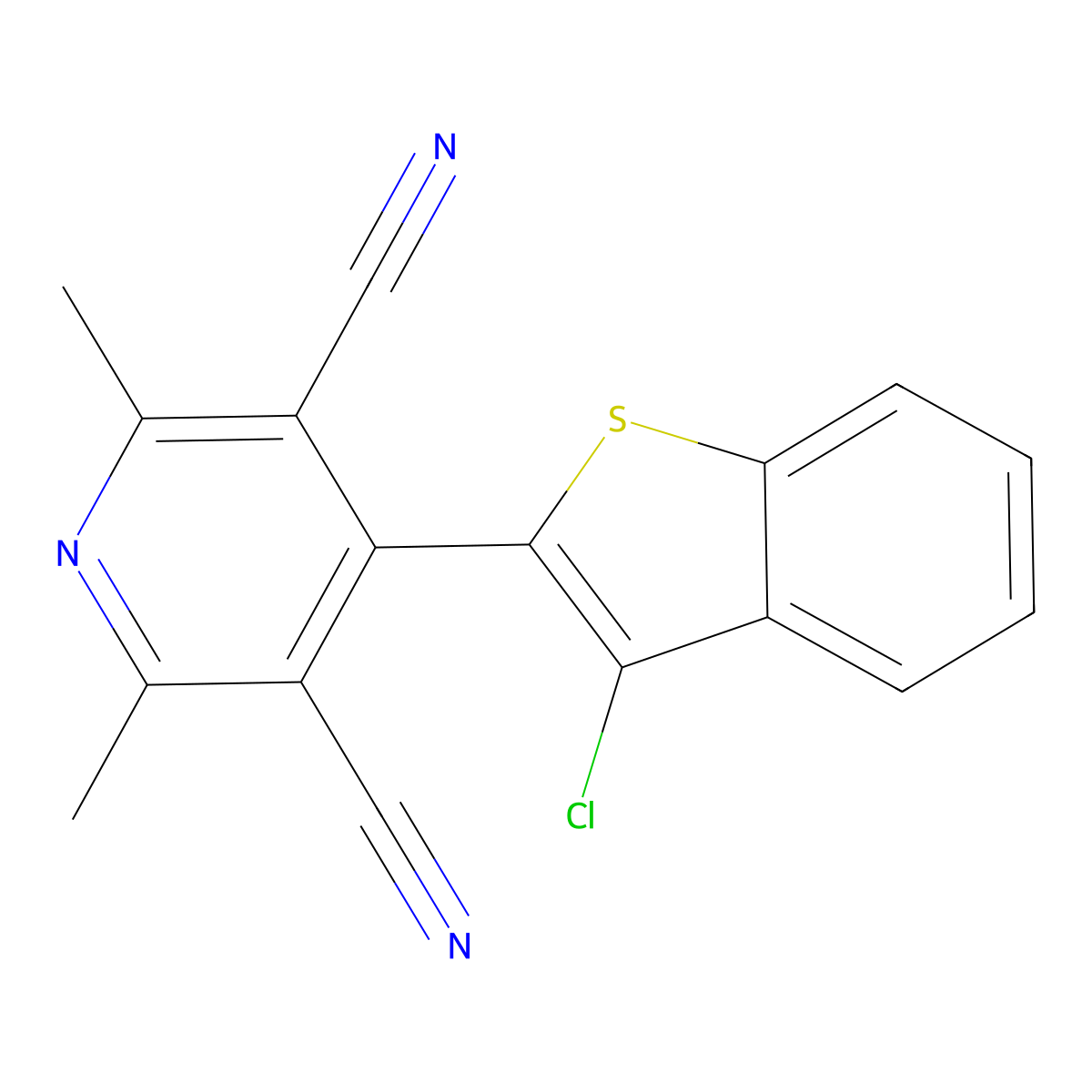 4-(3-Chloro-1-benzothiophen-2-yl)-2,6-dimethyl-3,5-pyridinedicarbonitrile molecular structure, CAS 477886-64-9