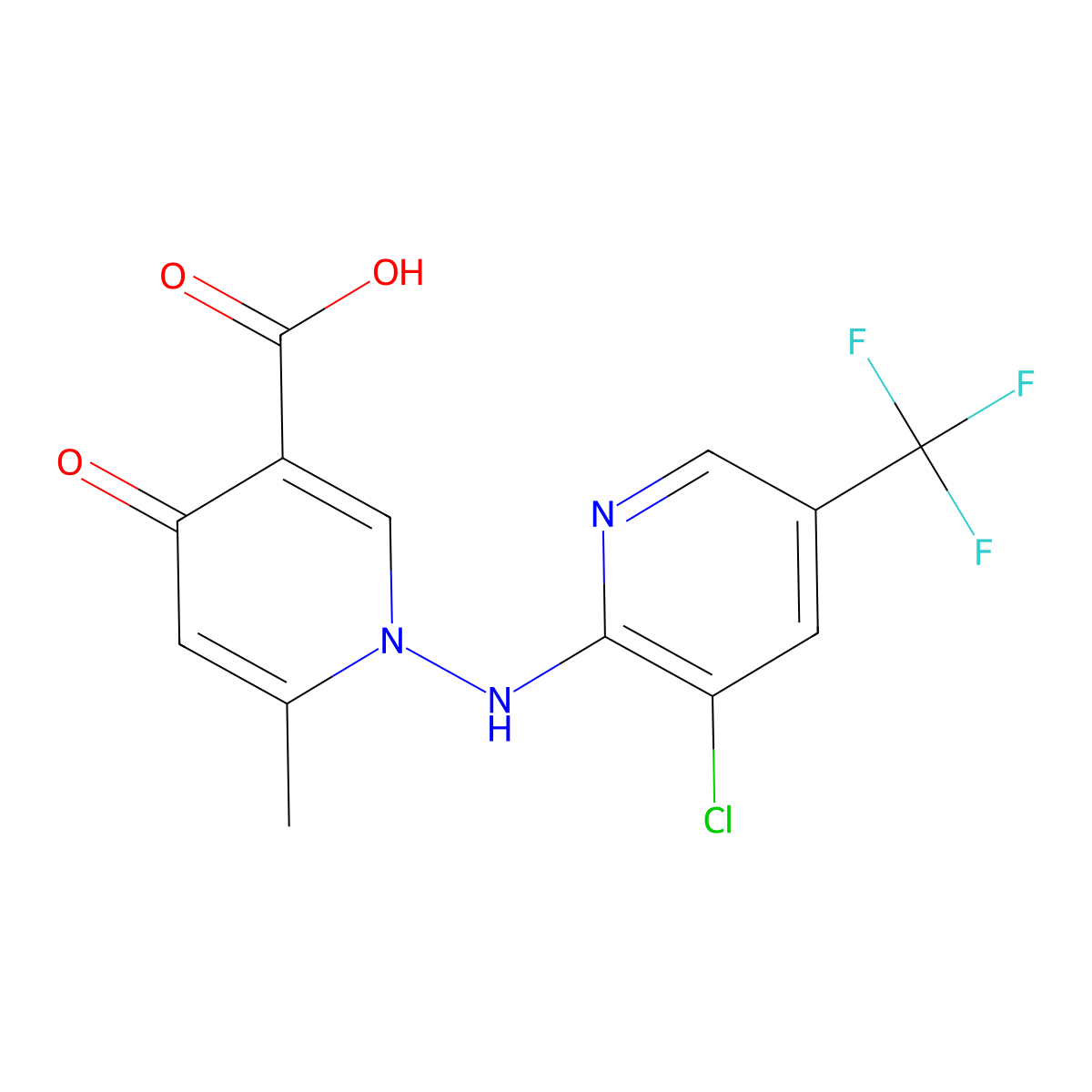 1-((3-Chloro-5-(trifluoromethyl)-2-pyridinyl)amino)-6-methyl-4-oxo-1,4-dihydro-3-pyridinecarboxylic acid molecular structure, CAS 477886-68-3