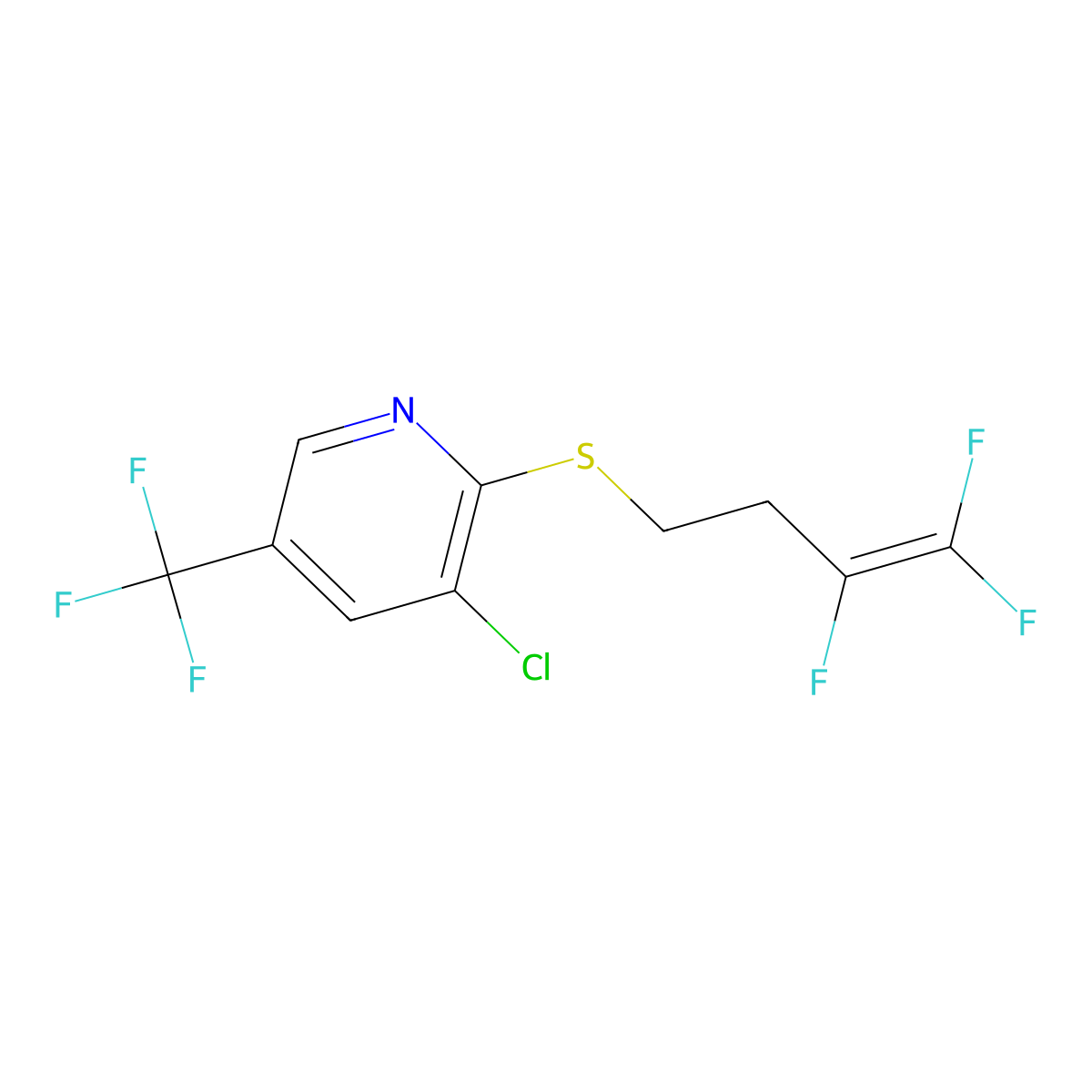 3-Chloro-5-(trifluoromethyl)-2-pyridinyl 3,4,4-trifluoro-3-butenyl sulfide molecular structure, CAS 477886-75-2