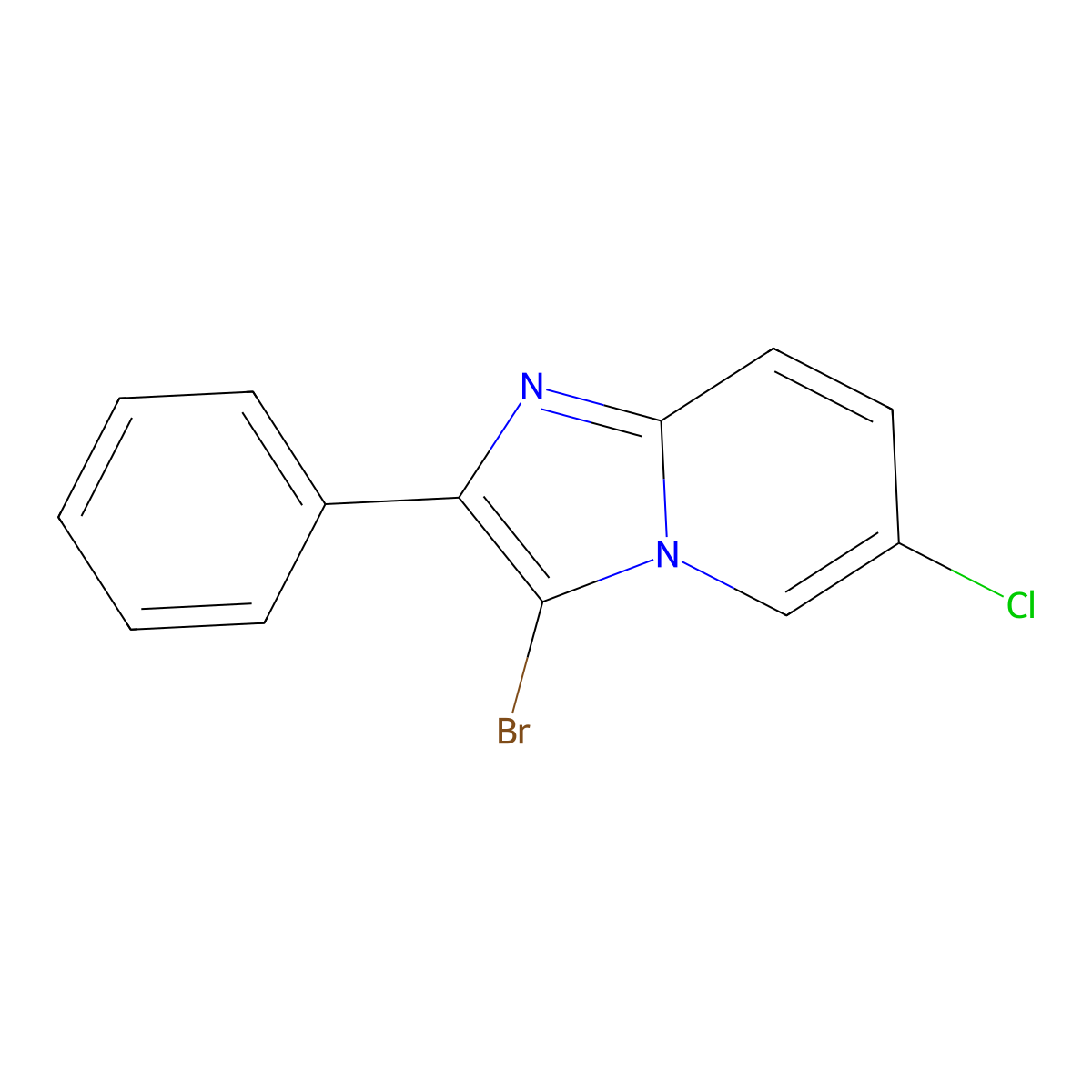 3-Bromo-6-chloro-2-phenylimidazo[1,2-a]pyridine molecular structure, CAS 477886-81-0