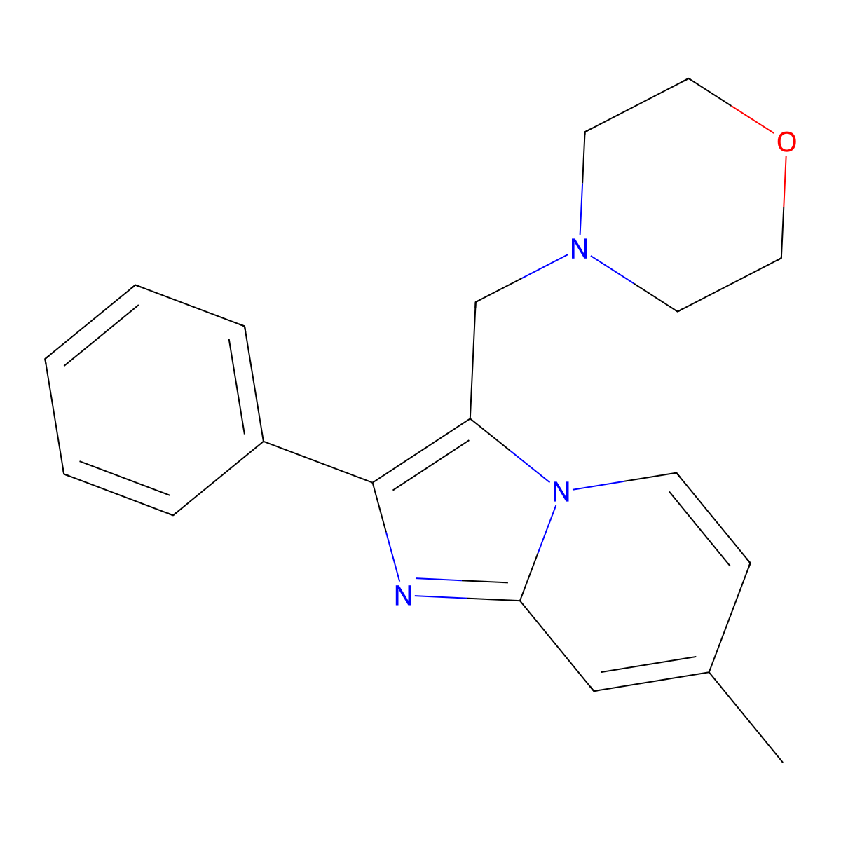 7-Methyl-3-(morpholinomethyl)-2-phenylimidazo[1,2-a]pyridine molecular structure, CAS 477886-89-8
