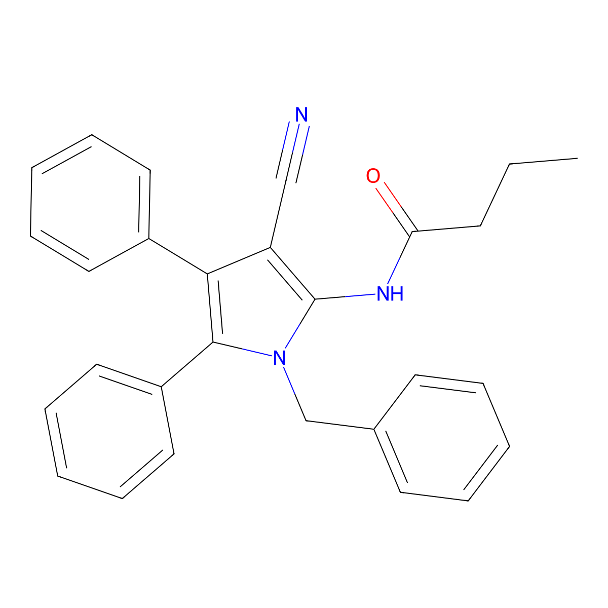 N-(1-benzyl-3-cyano-4,5-diphenyl-1H-pyrrol-2-yl)butanamide molecular structure, CAS 477887-16-4