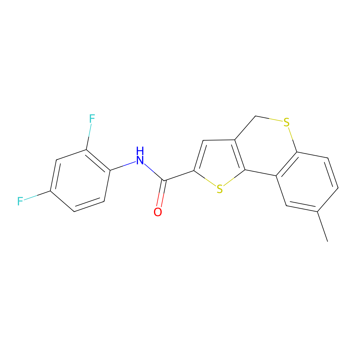 N-(2,4-difluorophenyl)-8-methyl-4H-thieno[3,2-c]thiochromene-2-carboxamide molecular structure, CAS 477887-20-0