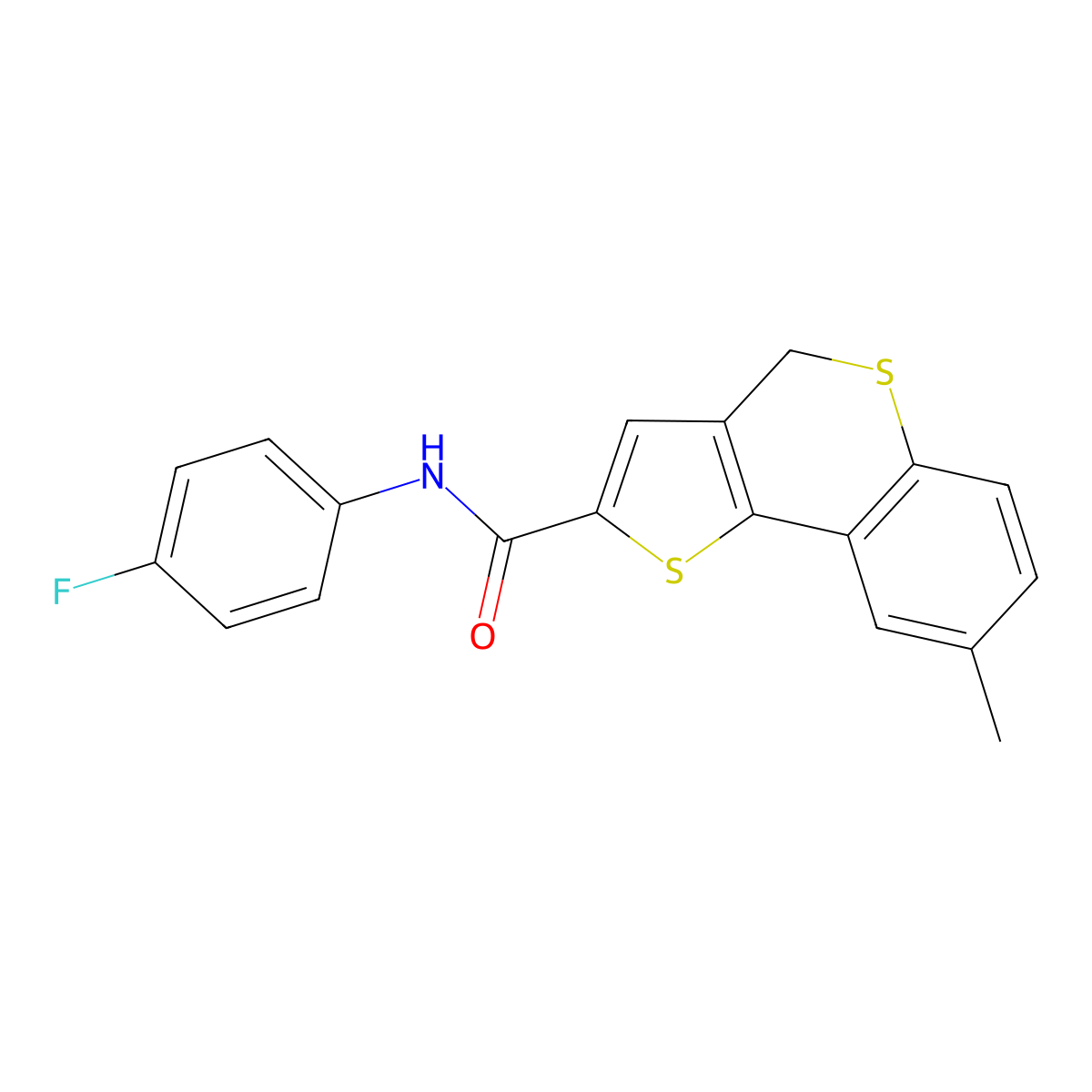 N-(4-fluorophenyl)-8-methyl-4H-thieno[3,2-c]thiochromene-2-carboxamide molecular structure, CAS 477887-21-1