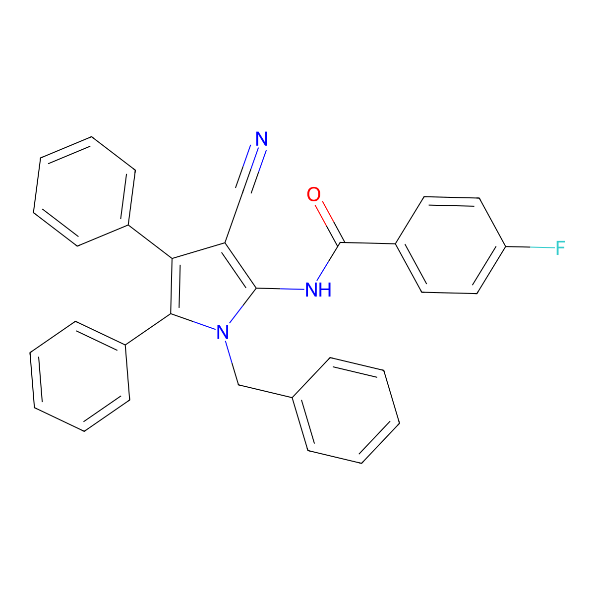 N-(1-benzyl-3-cyano-4,5-diphenyl-1H-pyrrol-2-yl)-4-fluorobenzamide molecular structure, CAS 477887-24-4