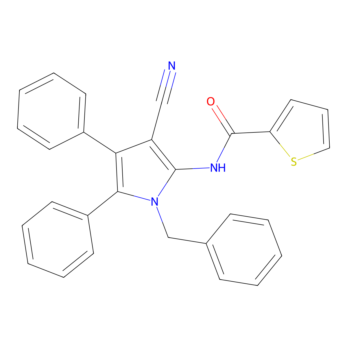 N-(1-benzyl-3-cyano-4,5-diphenyl-1H-pyrrol-2-yl)-2-thiophenecarboxamide molecular structure, CAS 477887-27-7
