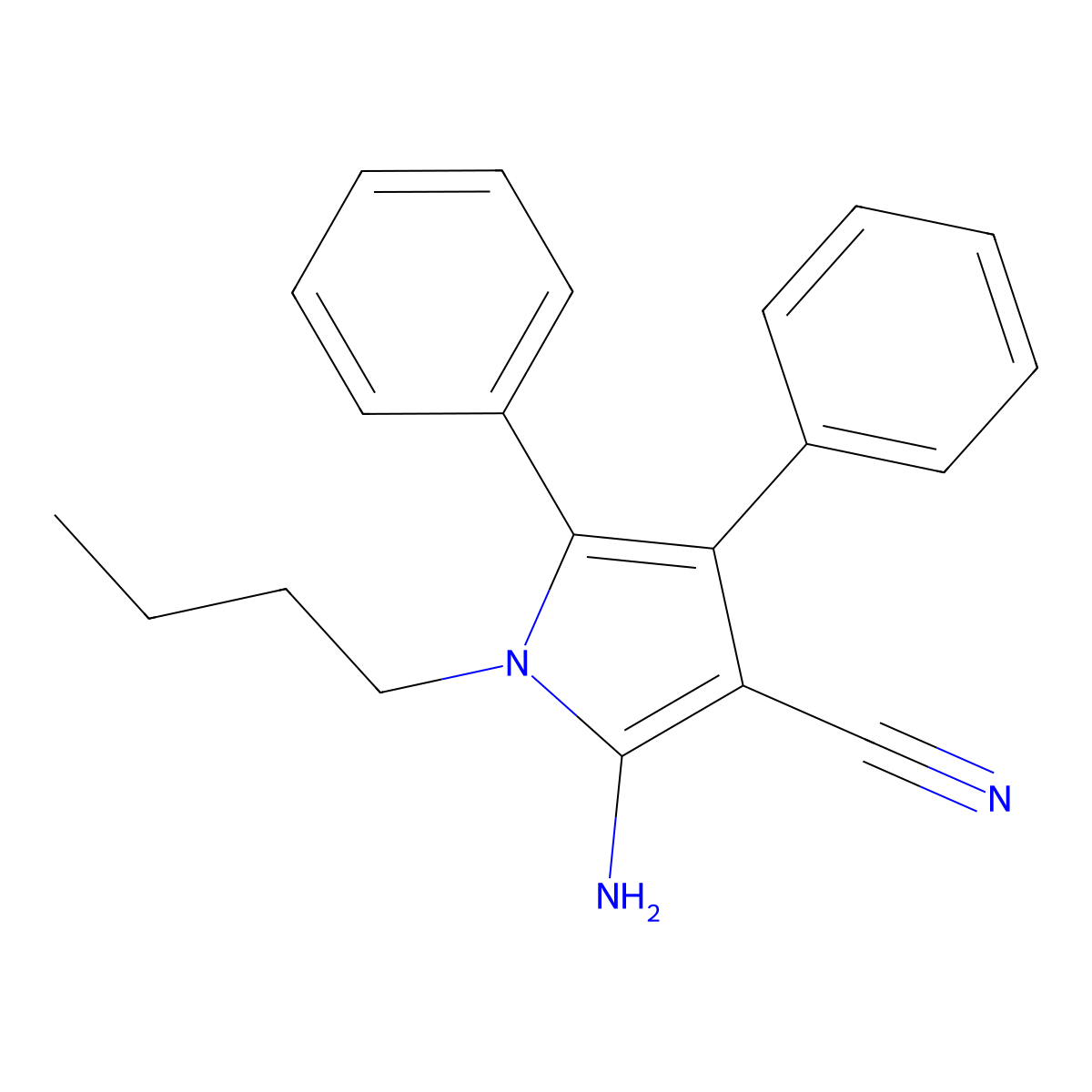 2-amino-1-butyl-4,5-diphenyl-1H-pyrrole-3-carbonitrile molecular structure, CAS 477887-28-8